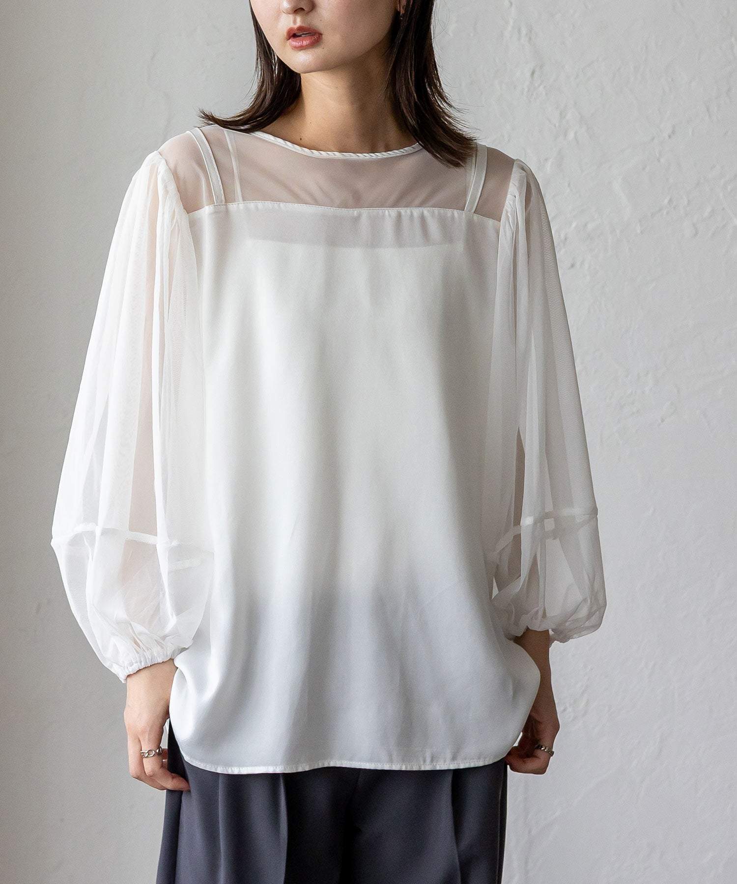 ノールール ノーライン No Rule No Line チュールドッキングレイヤード風トップス （WHITE） WHITE