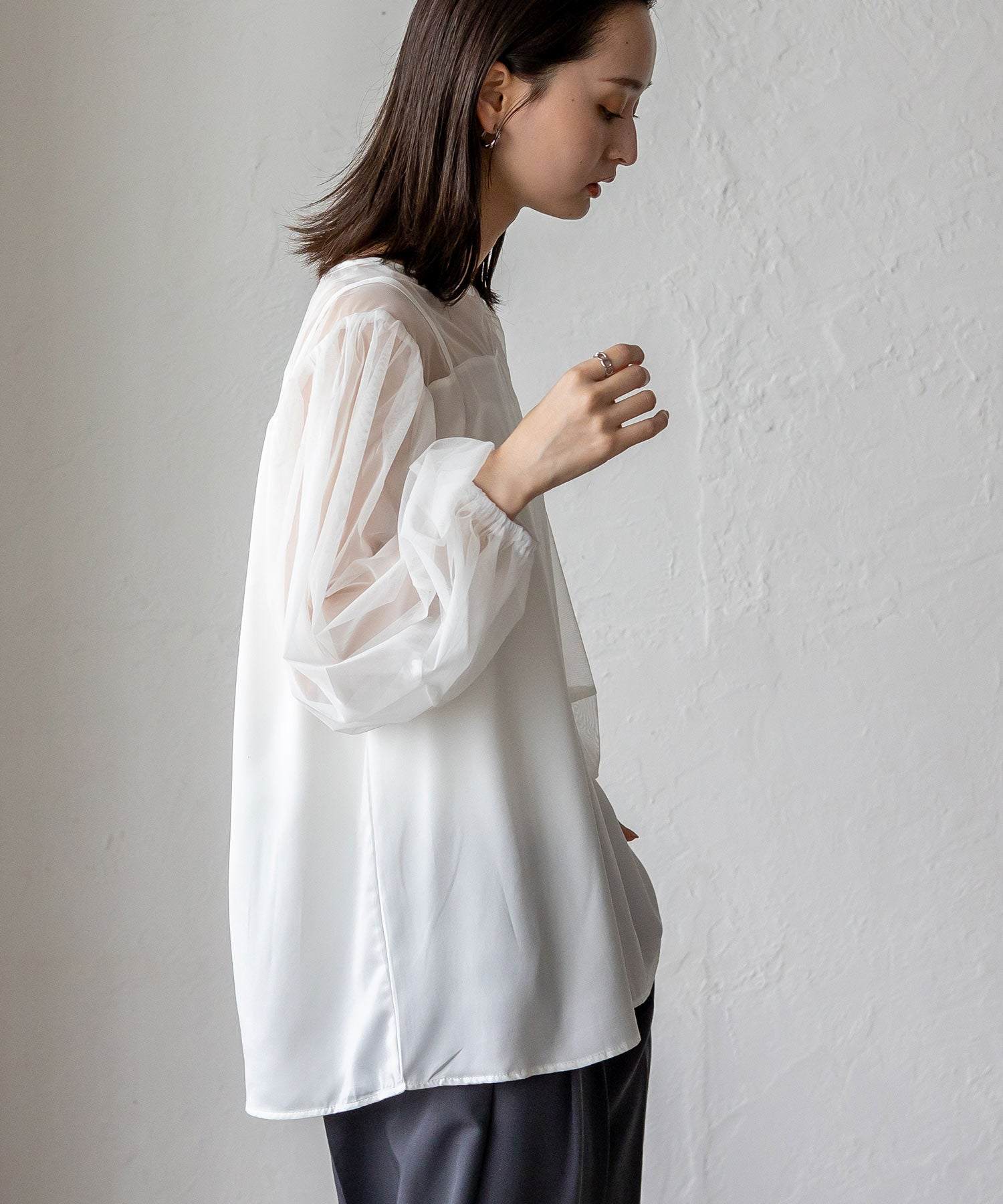 ノールール ノーライン No Rule No Line チュールドッキングレイヤード風トップス （WHITE） WHITE