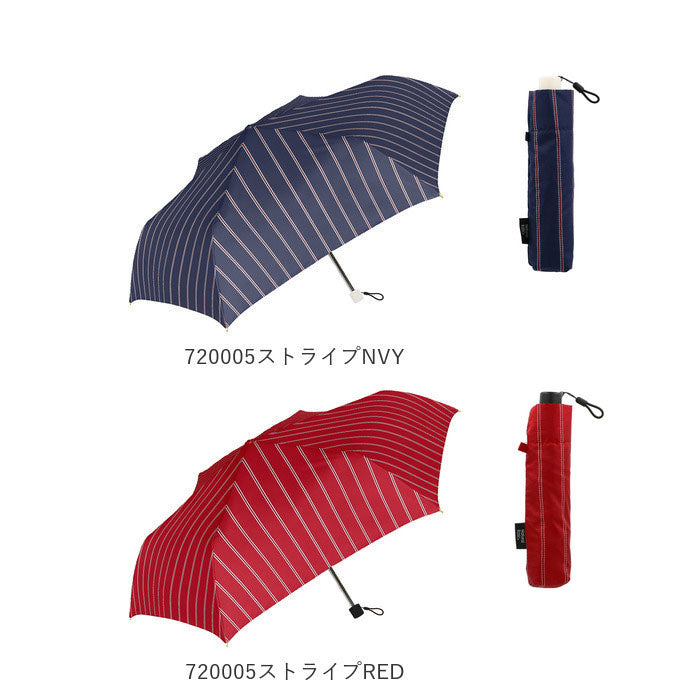 ナチュラルベーシック NATURAL BASIC レディース 折りたたみ傘 50cm （720005ストライプRED） 720005ストライプRED