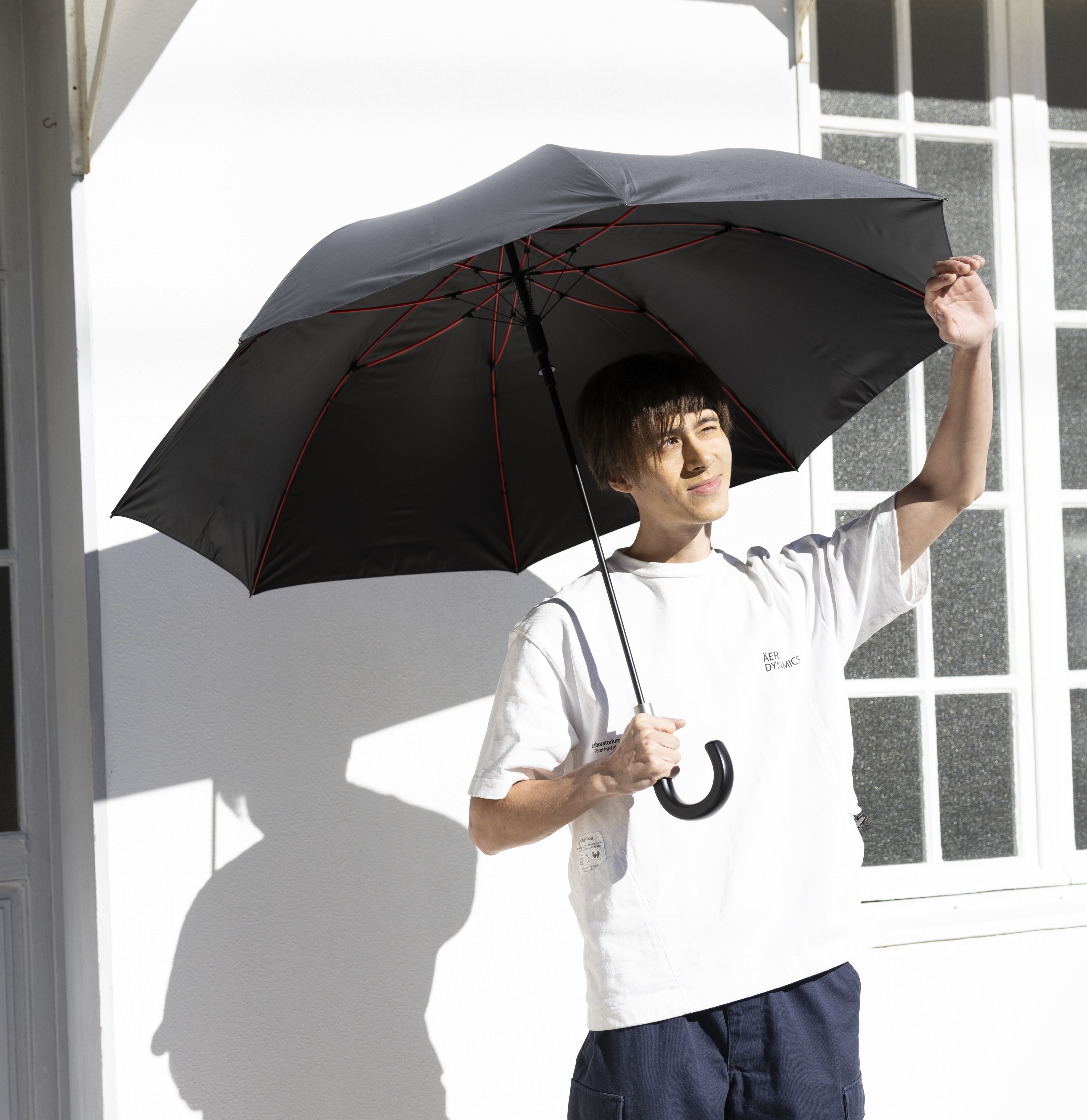 ナチュラルベーシック NaturalBasic 【高強度耐風日傘】メンズ日傘 完全遮光 長傘 遮光率100％ UV カット 遮熱 傘 カラーグラス （ダークグレー） ダークグレー