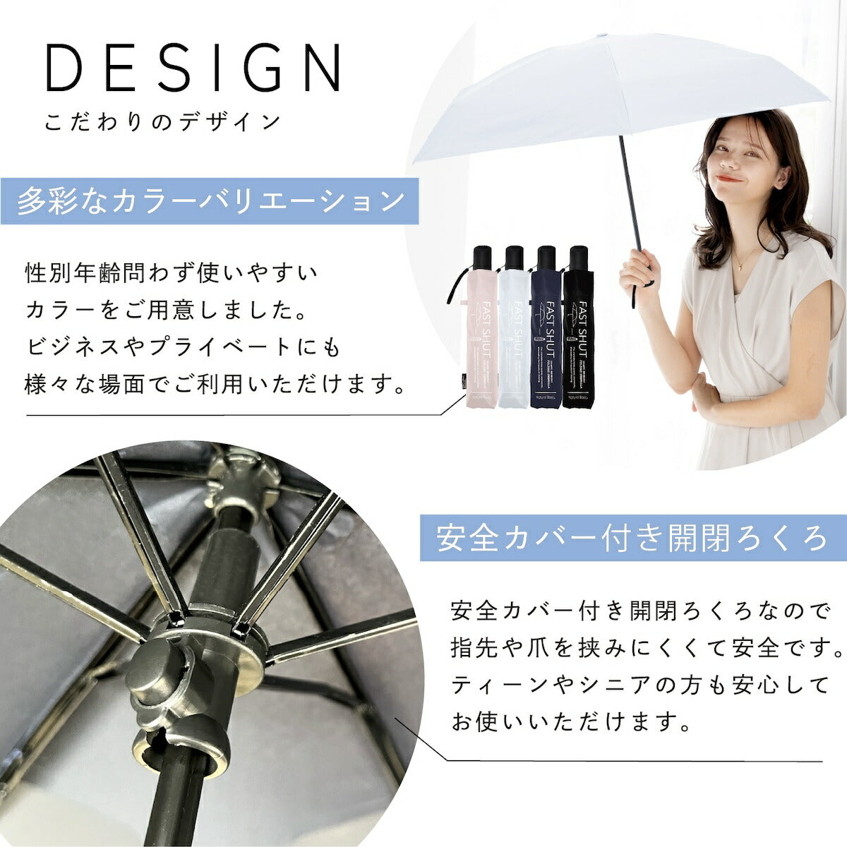 ナチュラルベーシック NaturalBasic 【秒速で畳める折りたたみ傘】形状記憶 ファストシャット 雨傘 晴雨兼用 メンズ ユニセックス 機能 （ネイビー） ネイビー