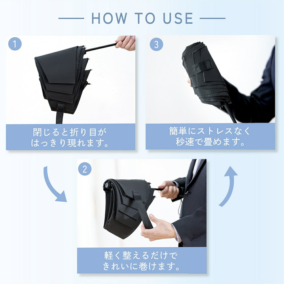 ナチュラルベーシック NaturalBasic 【秒速で畳める折りたたみ傘】形状記憶 ファストシャット 雨傘 晴雨兼用 メンズ ユニセックス 機能 （ネイビー） ネイビー