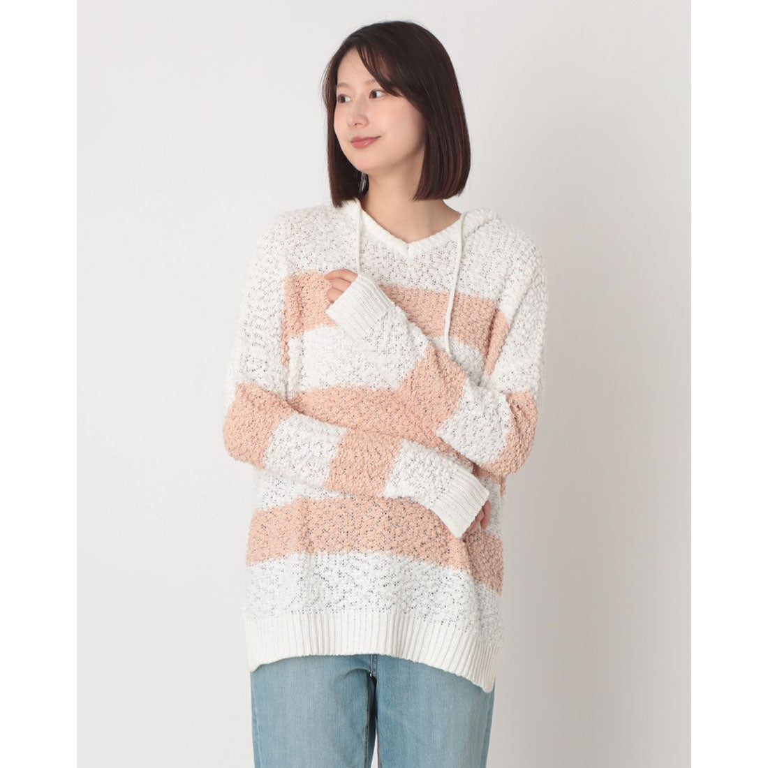 ニューベリーカスタム Newbury Kustom SWEARTER TOP （PEACH/WHITE） PEACH/WHITE