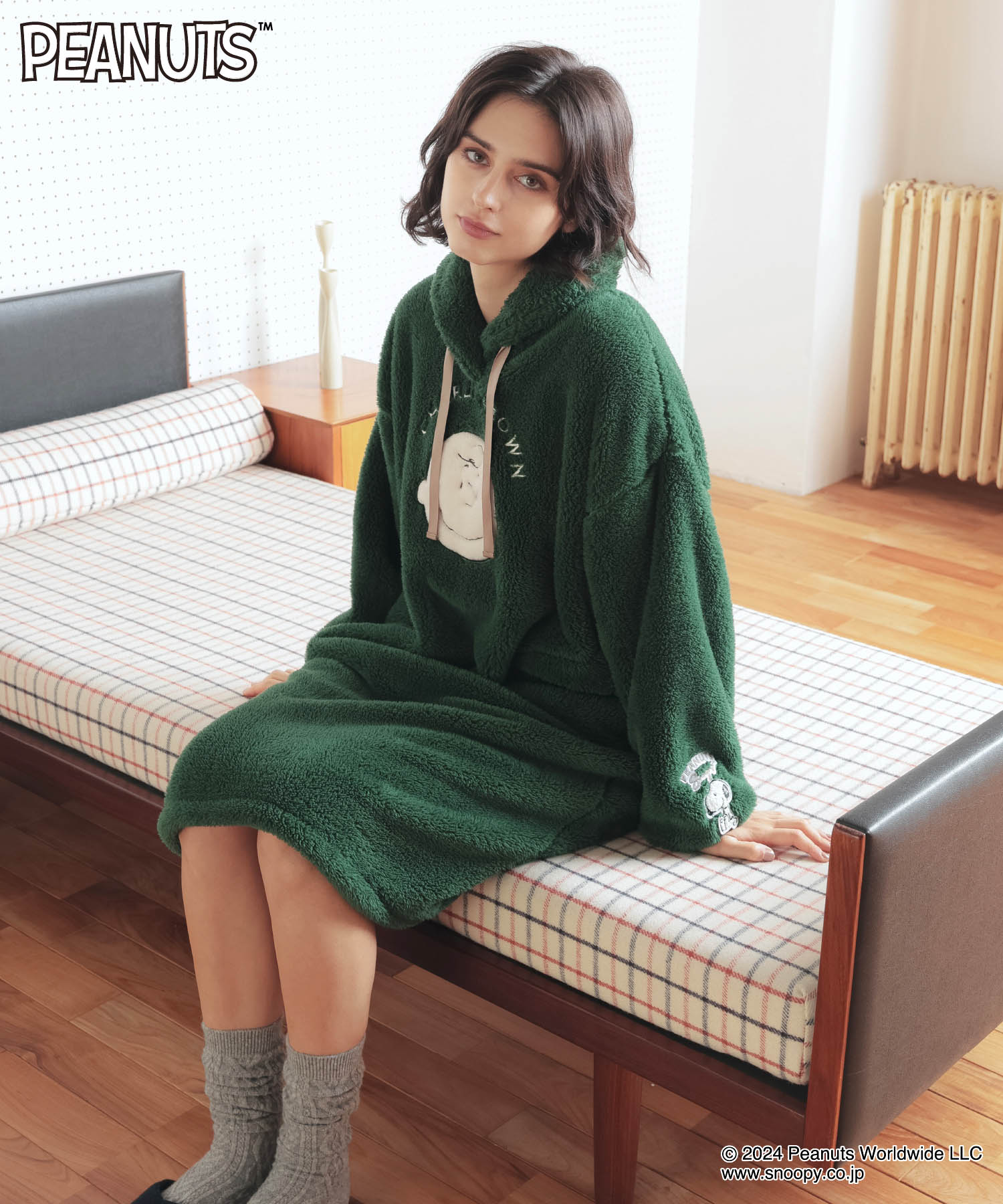 ナルエー Narue PEANUTS TMストレッチボアワンピース （グリーン） グリーン
