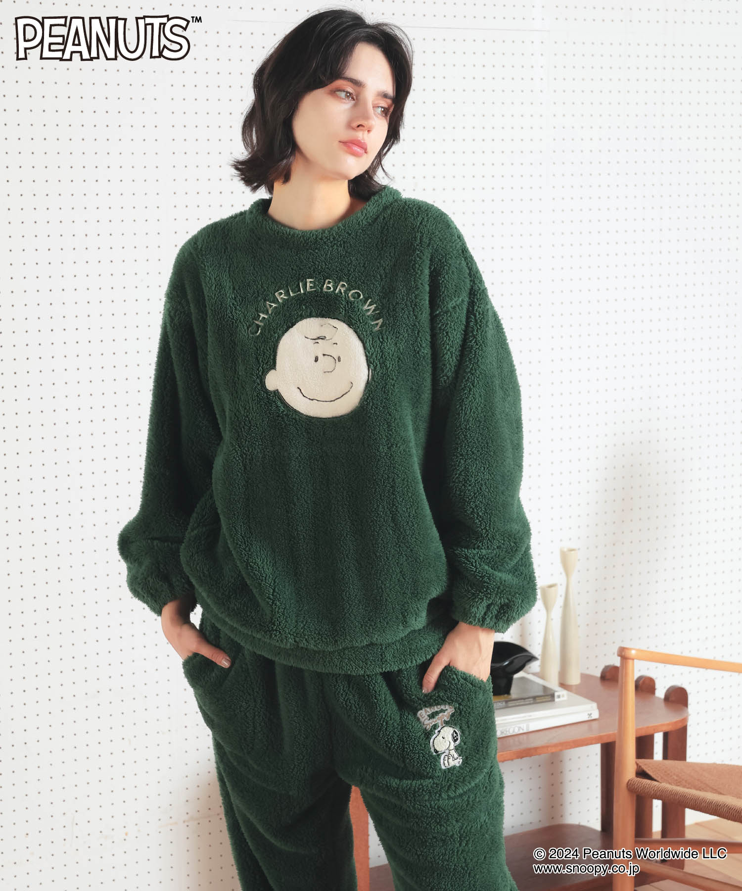 ナルエー Narue PEANUTS TMストレッチボアセットアップ （グリーン） グリーン
