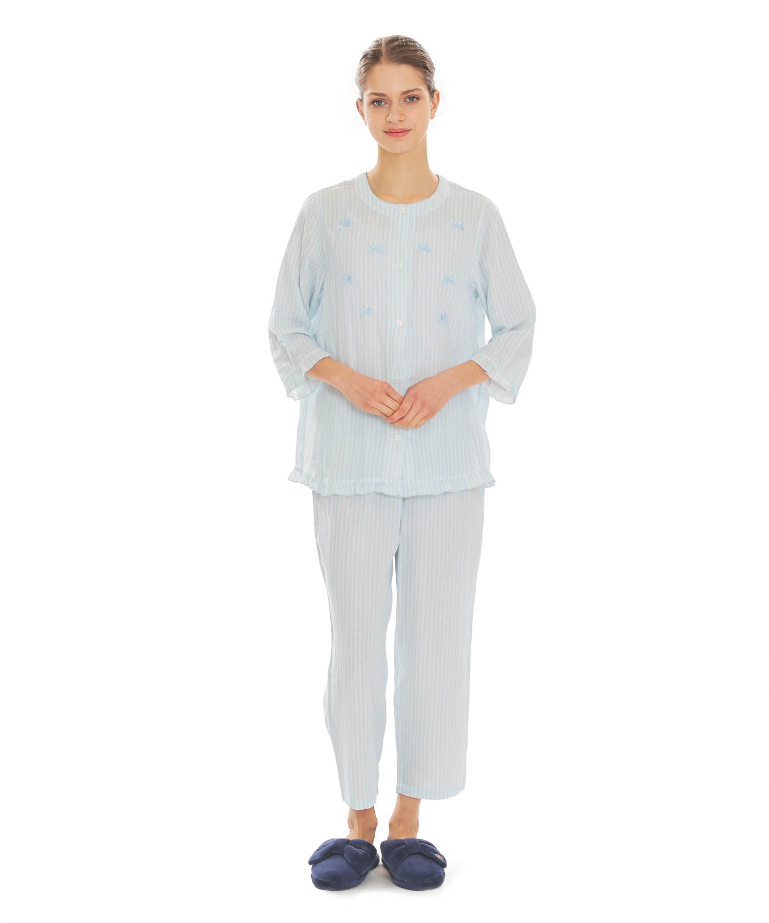 Narue Double Gauze Classical Stripe 7/8 Sleeve Pajamas