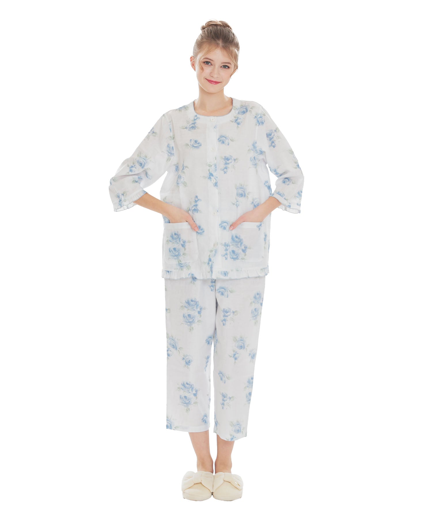 Narue Double Gauze Rose 7/8 Sleeve Pajamas