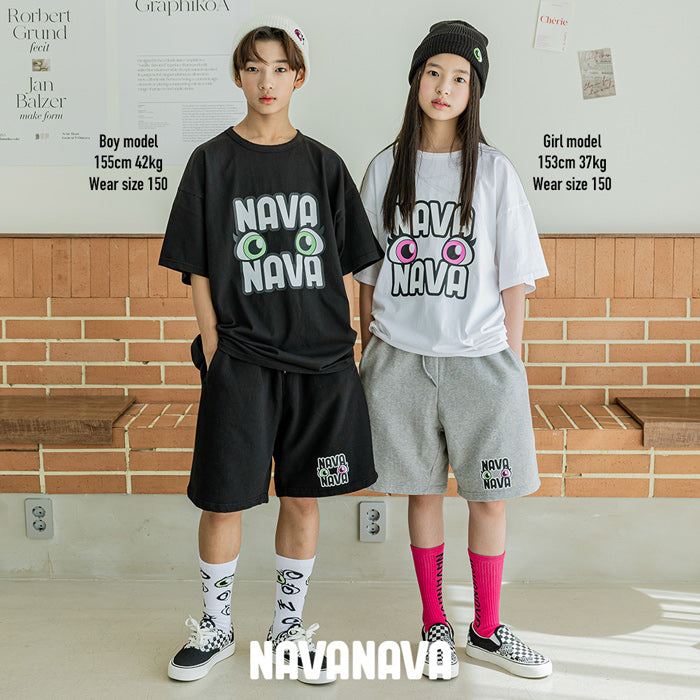 ナバナバ NAVANAVA ボックスロゴ ハーフパンツ