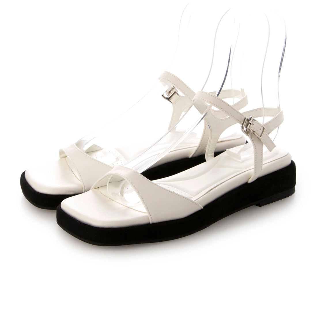 ナチュラルフレックス NATURAL FLEX ラナストラップフラットフォームサンダル,WHITE