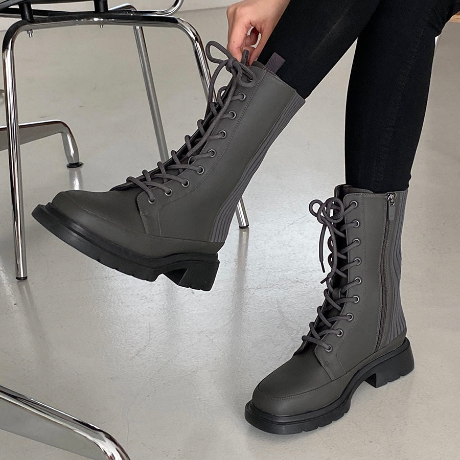ナチュラルフレックス NATURAL FLEX Back-Knit Lace-Up Ankle Boots