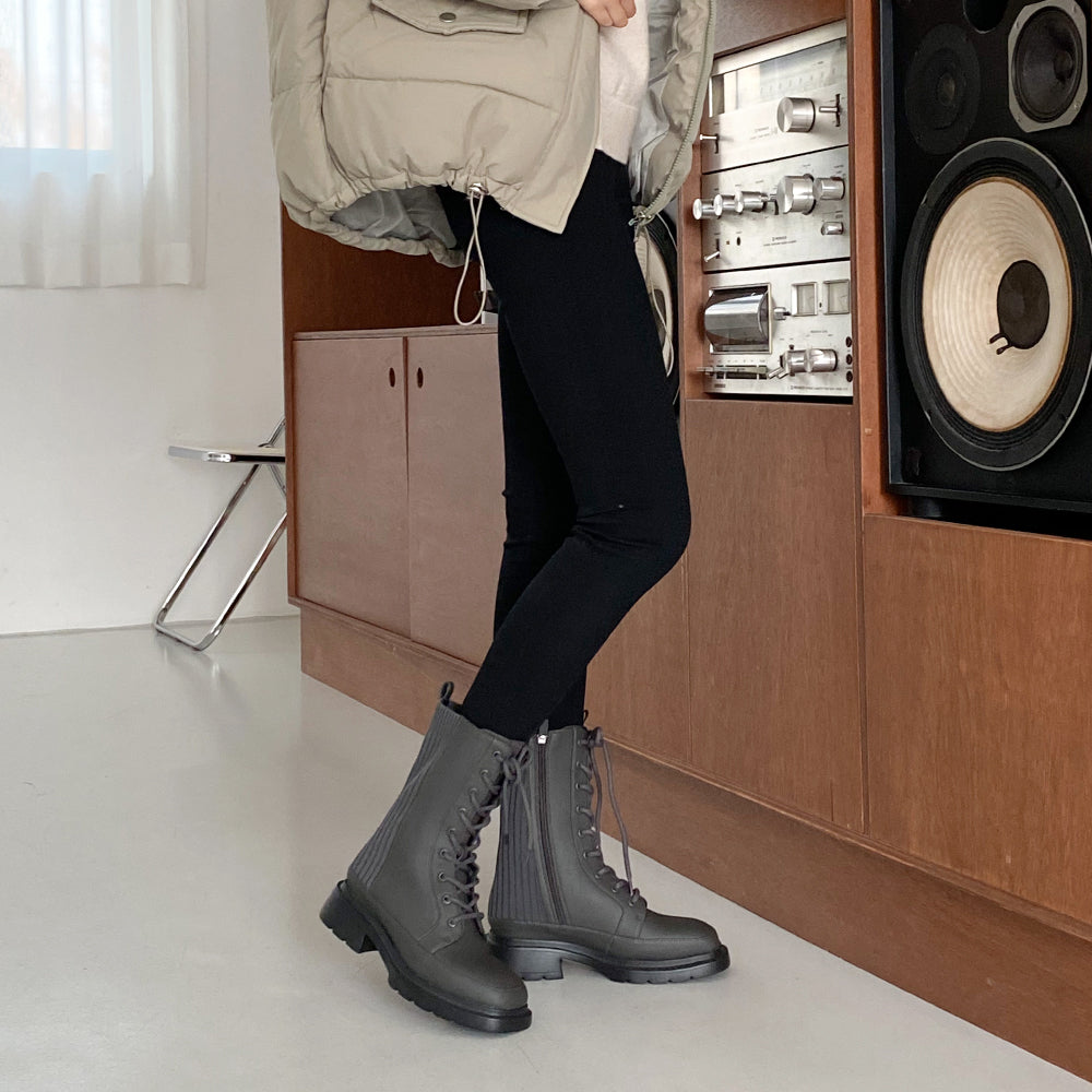 ナチュラルフレックス NATURAL FLEX Back-Knit Lace-Up Ankle Boots