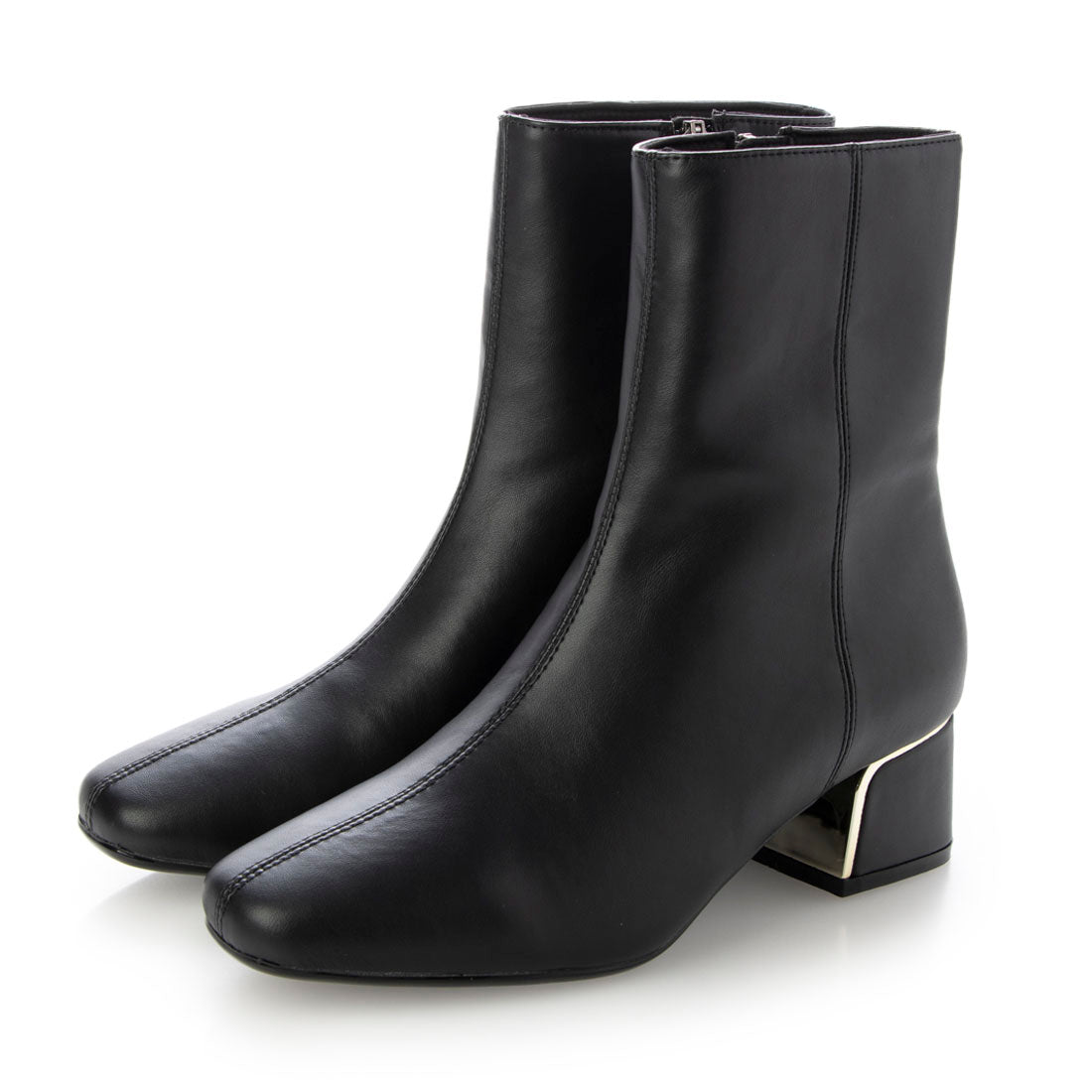 ナチュラルフレックス NATURAL FLEX Unique Chunky Heel Ankle Boots,BLACK