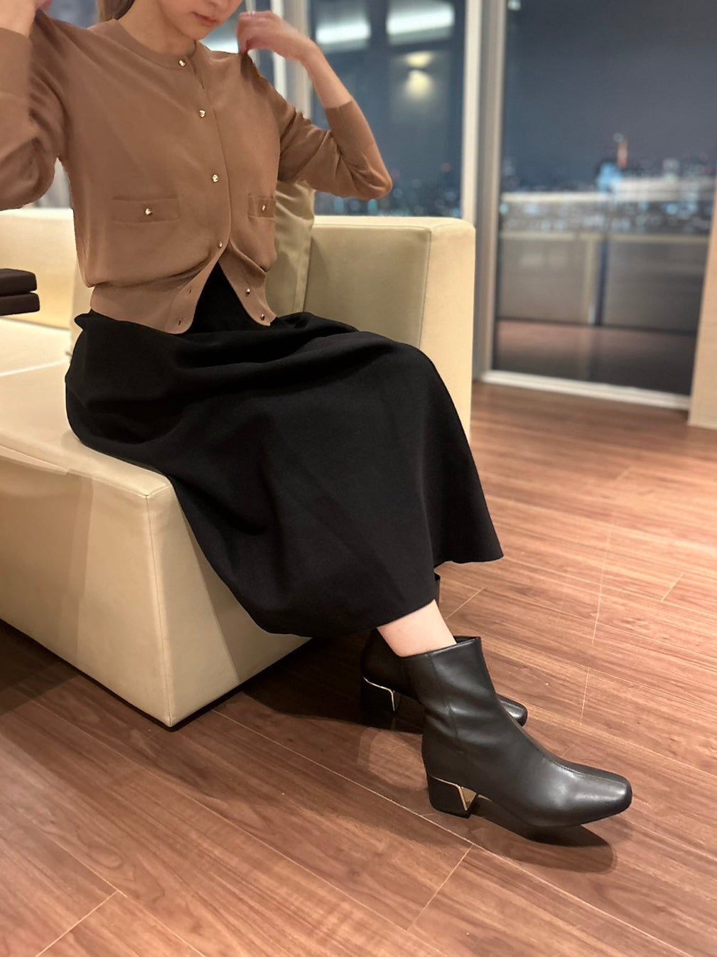 ナチュラルフレックス NATURAL FLEX Unique Chunky Heel Ankle Boots