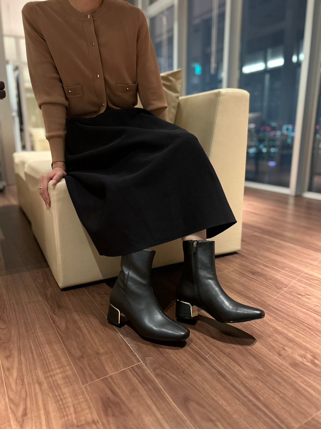 ナチュラルフレックス NATURAL FLEX Unique Chunky Heel Ankle Boots