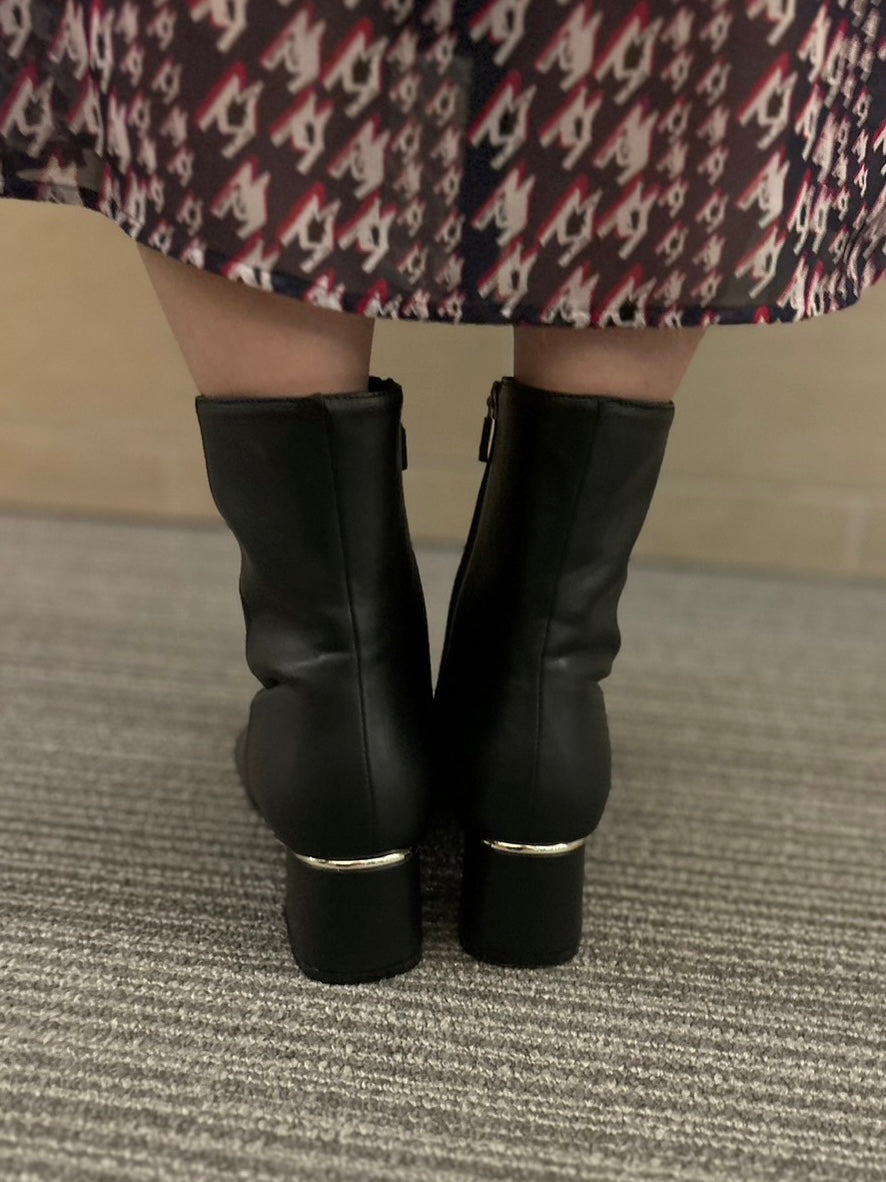 ナチュラルフレックス NATURAL FLEX Unique Chunky Heel Ankle Boots