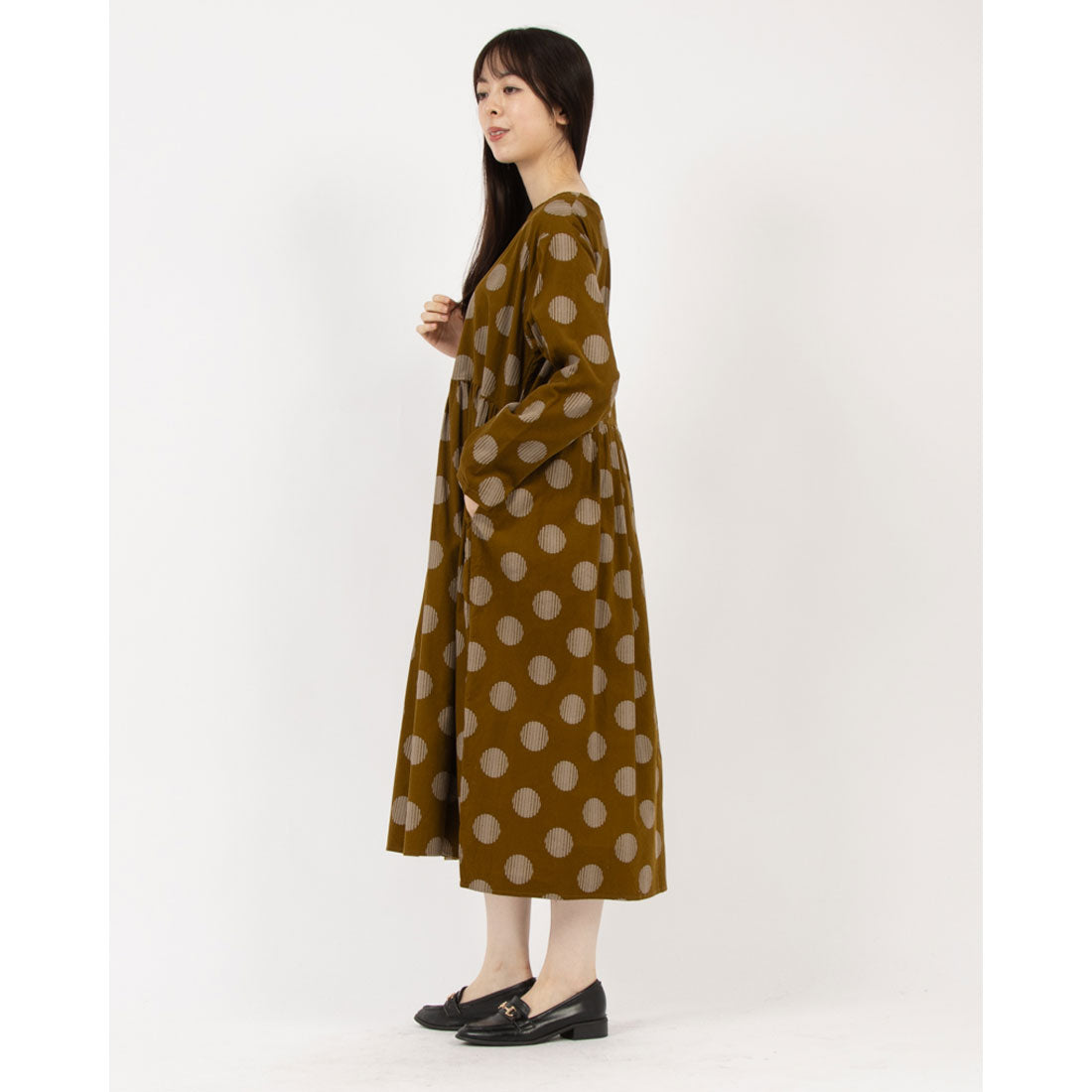 ナルファクトリー NARU FACTORY コーデュロイドットワンピース