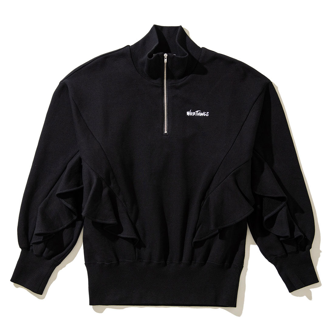 ナオキトミヅカ naokitomizuka ワイルドシングス ハーフジップ フリル スウェットシャツ（WILD THINGS Half zip ruffled sweat shirt） （black） black