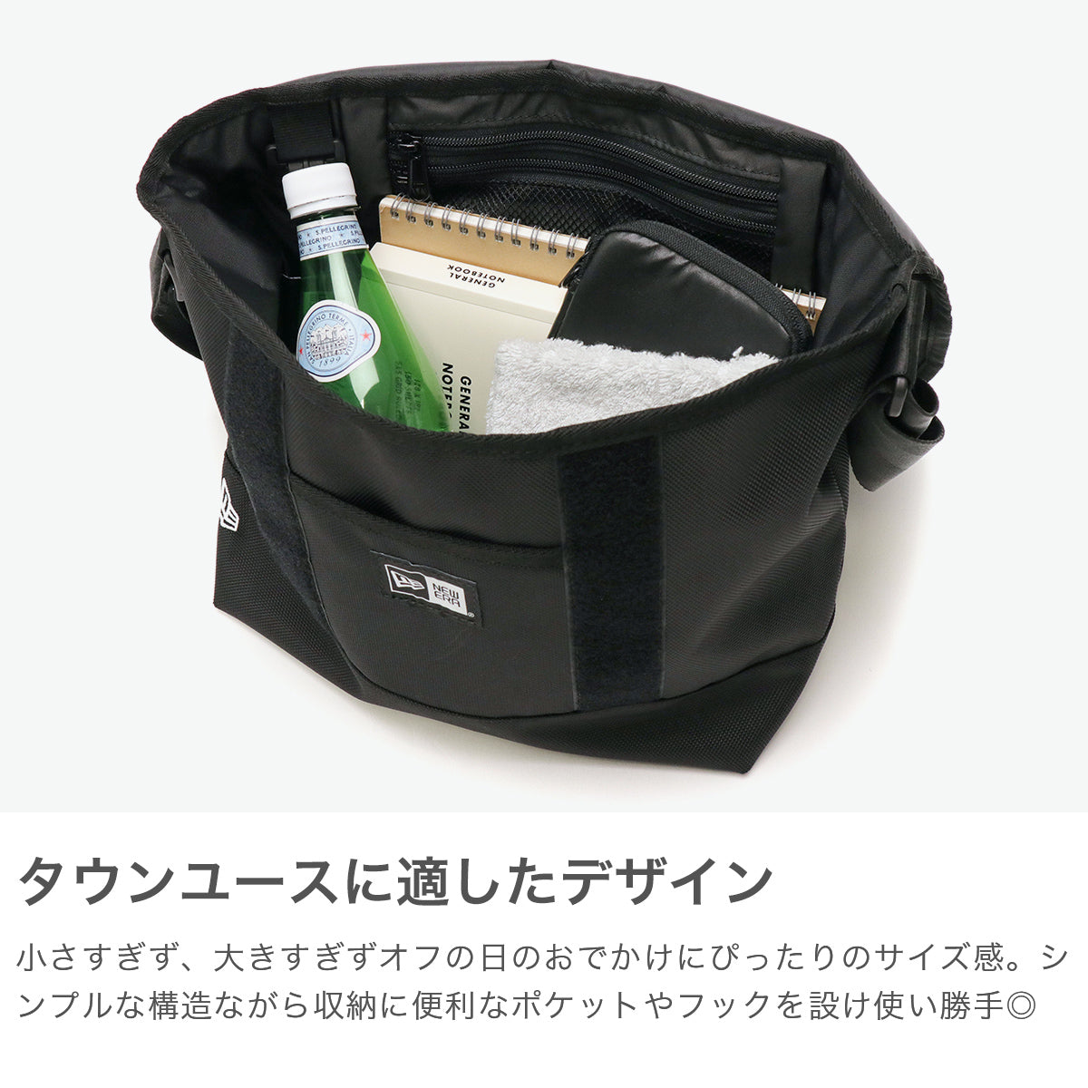 ニューエラ NEW ERA 正規取扱店 ショルダーバッグ メンズ レディース ブランド 斜めがけ 軽量 軽い カジュアル シンプル 横型 旅行 トラベル 大人 ロゴ メッセンジャー B5 Soulder Bag 9L （ブラック） ブラック