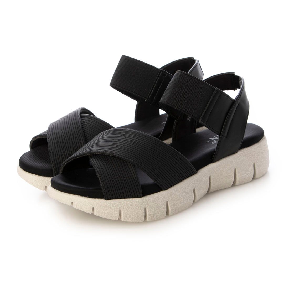 ニューヨークスターズ ボブソン NEW YORK STARS BOBSON 甲クロスベルト ゴムストラップサンダル （BLK） BLK