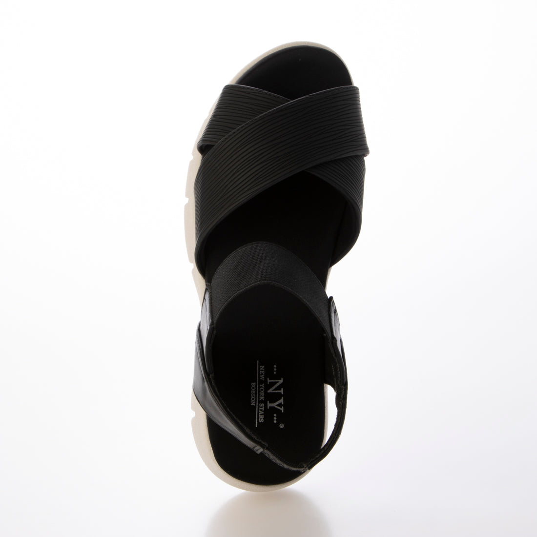 ニューヨークスターズ ボブソン NEW YORK STARS BOBSON 甲クロスベルト ゴムストラップサンダル （BLK） BLK