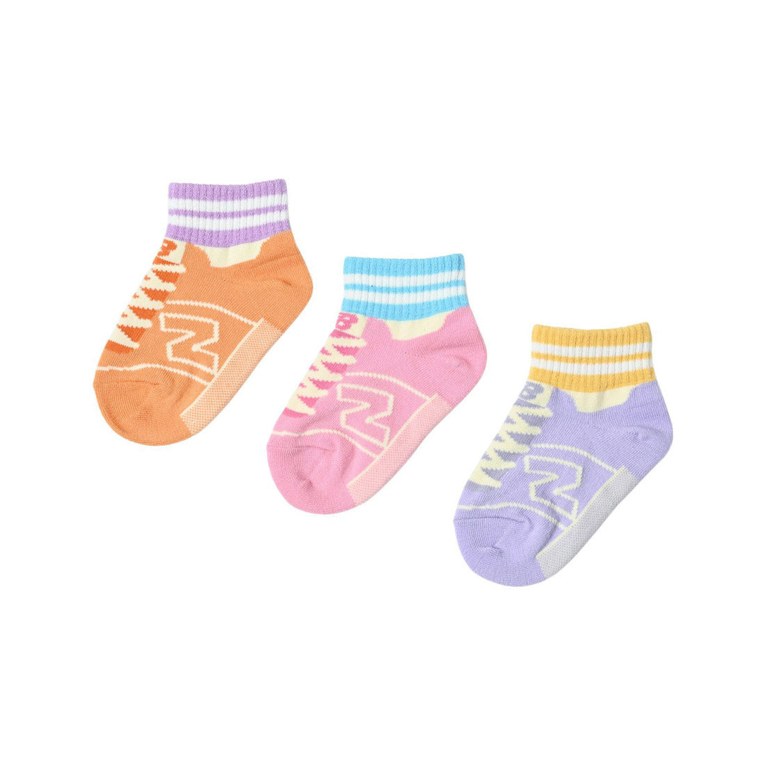 ニューバランス New Balance キッズ ジュニア 靴下 ソックス ショートソックス LAS55649 SA1 3足セット 子供靴 女の子 プレゼント （AS1(アソートカラー1)） AS1(アソートカラー1)