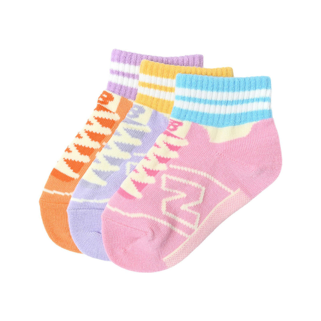ニューバランス New Balance キッズ ジュニア 靴下 ソックス ショートソックス LAS55649 SA1 3足セット 子供靴 女の子 プレゼント （AS1(アソートカラー1)） AS1(アソートカラー1)