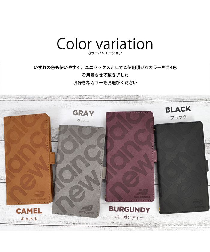 New Balance Smartphone Case Multi-Compatible L Size New Balance Diary Case Stamp Logo Suede iPhone Case