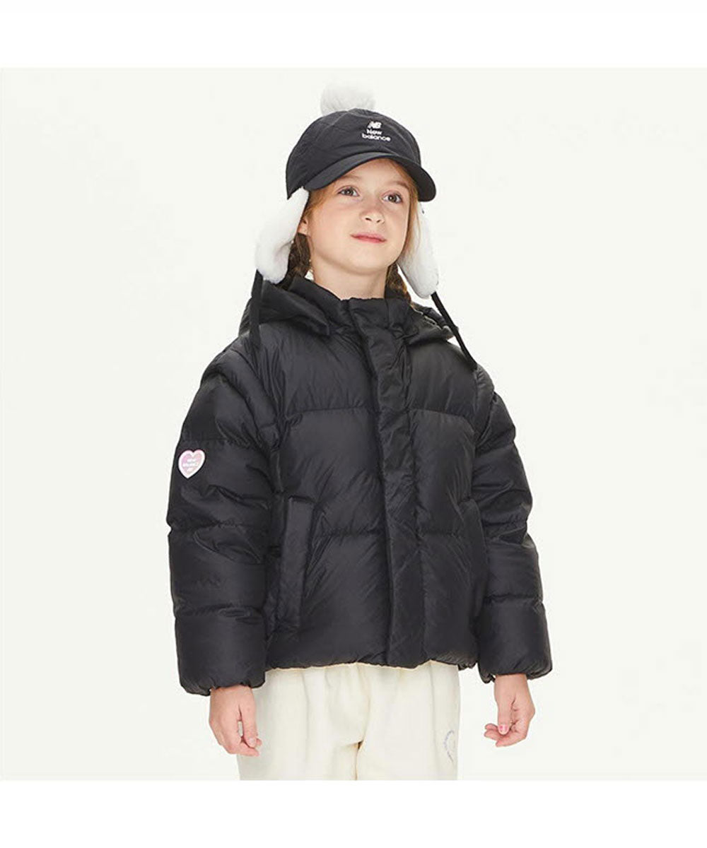 ニューバランス New Balance グースダウンジャケット フート付き グースダウン子どもアウター キッズ ガールズ 女の子 防寒 ニューバランス KIDS New Balance アイボリー,ブラック