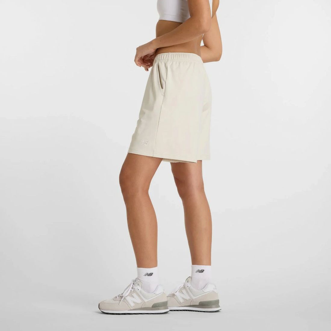 ニューバランス New Balance ウェア レディース ライトフレンチテリーショーツ7インチ(インナー無し) AWS51509 new balance ジム トレーニング ハーフパンツ （ベージュ） ベージュ