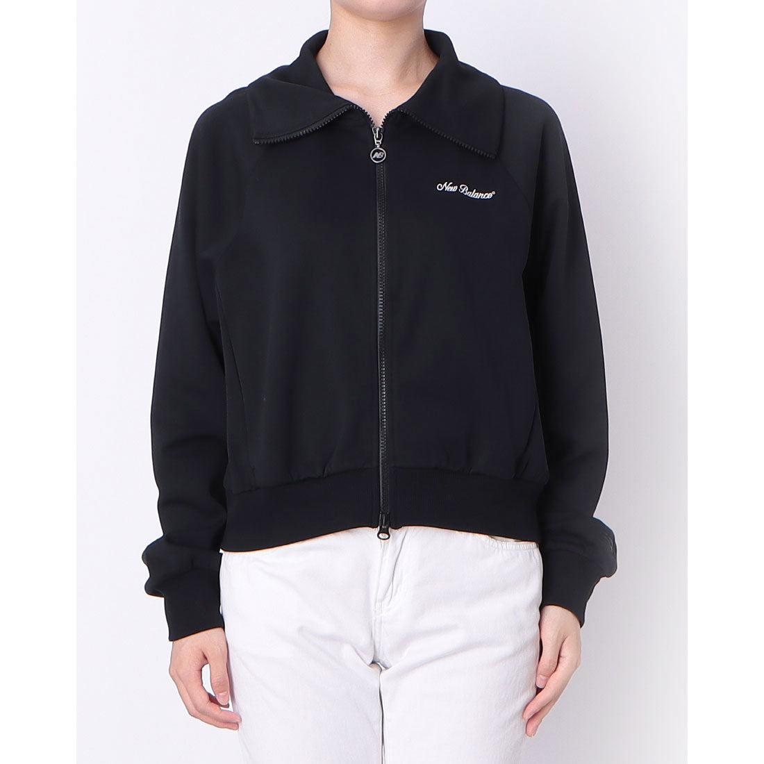 ニューバランス New Balance Signature collar two way zip up スウェット ジャージ ジャケット (SEMI-OVER FIT) （ブラック） ブラック