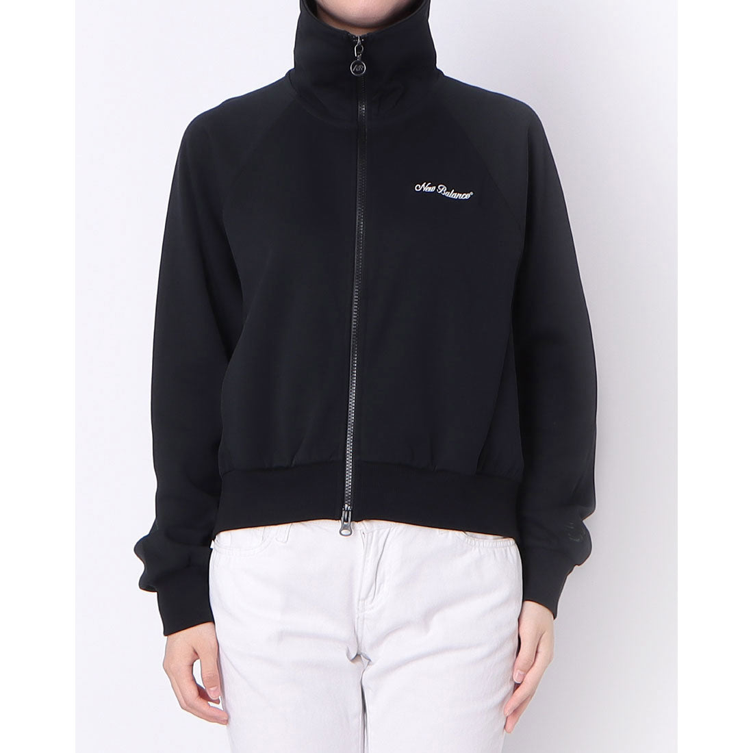 ニューバランス New Balance Signature collar two way zip up スウェット ジャージ ジャケット (SEMI-OVER FIT) （ブラック） ブラック