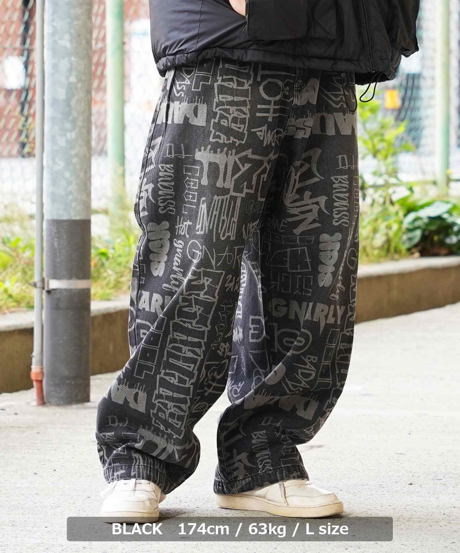 One Fork Closing 1111clothing ◇Graffiti Art Wide Denim Pants