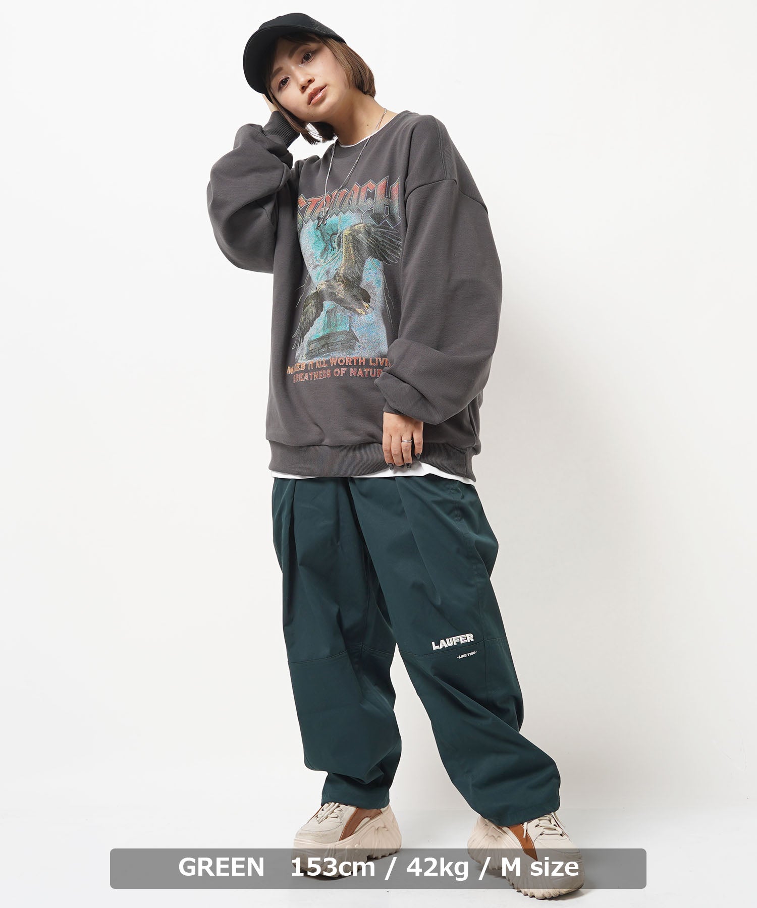 ワンフォークロージング 1111clothing ◆Laufer ナチュラルストレッチ バルーンパンツ◆ メンズ ワイドパンツ レディース ナイロンパンツ 太い ボトムス 太め パンツ ロゴ 刺繍 ワンポイント