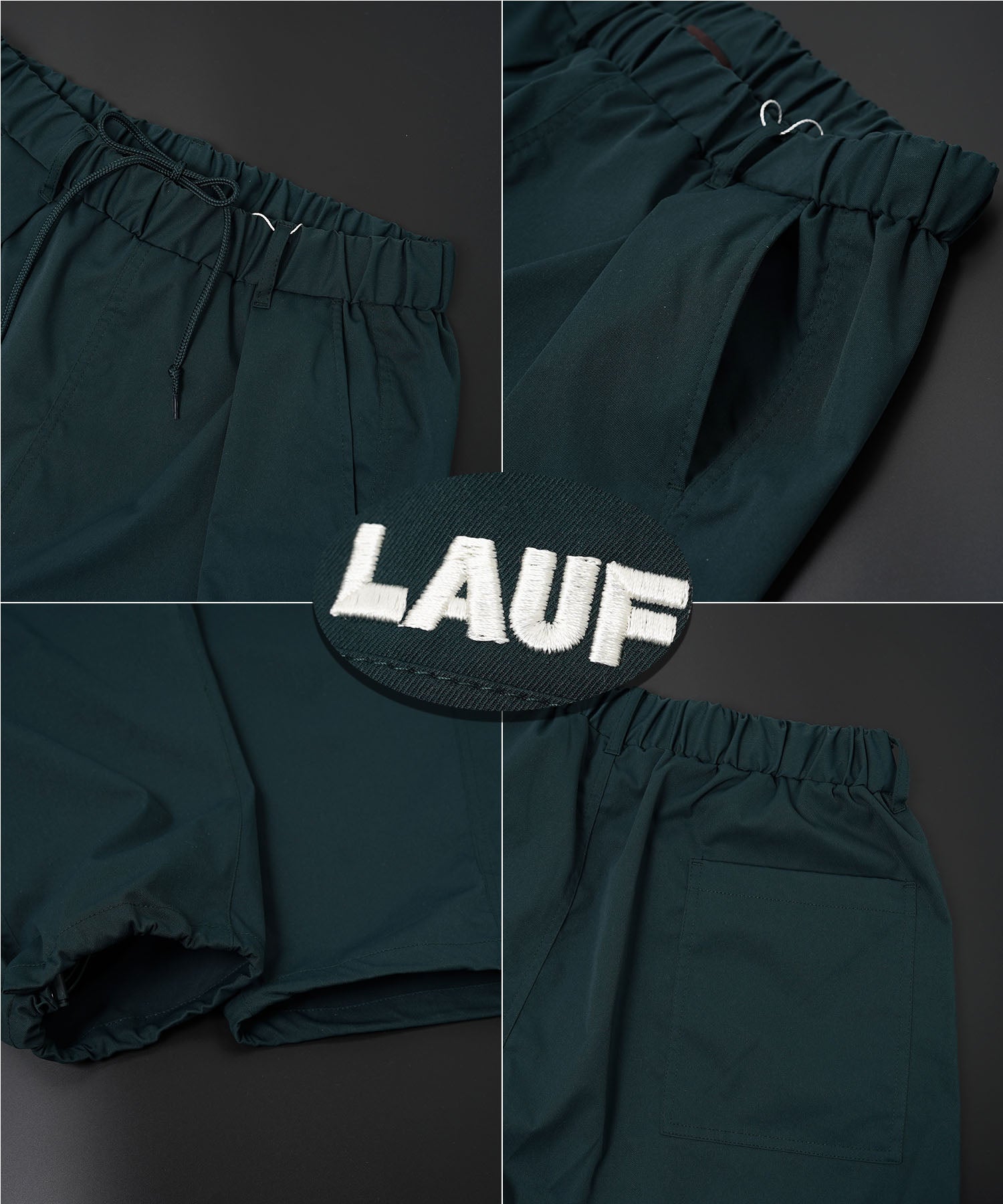 ワンフォークロージング 1111clothing ◆Laufer ナチュラルストレッチ バルーンパンツ◆ メンズ ワイドパンツ レディース ナイロンパンツ 太い ボトムス 太め パンツ ロゴ 刺繍 ワンポイント