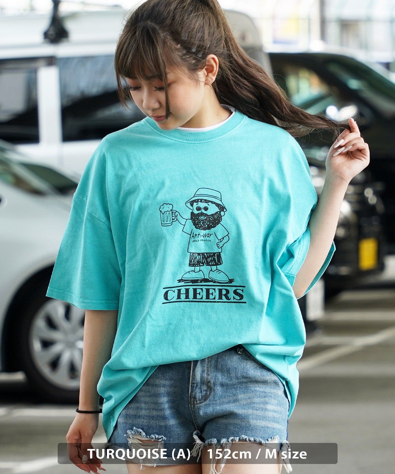 ワンフォークロージング 1111clothing オーバーサイズ tシャツ メンズ tシャツ レディース 半袖 綿100% ◆ピグメント イラストTシャツ◆ キャラ tシャツ プリントtシャツ バックプリント