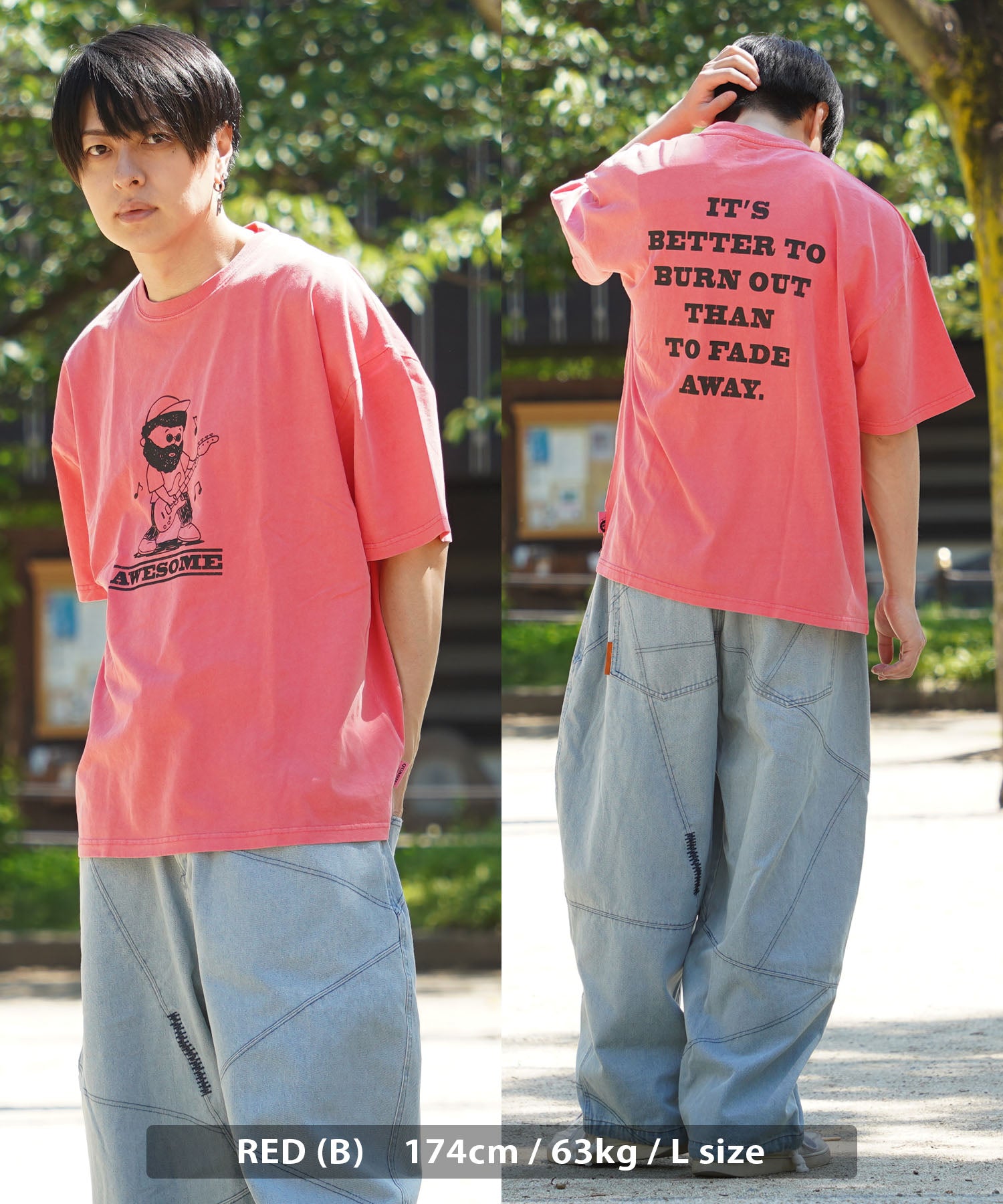 ワンフォークロージング 1111clothing オーバーサイズ tシャツ メンズ tシャツ レディース 半袖 綿100% ◆ピグメント イラストTシャツ◆ キャラ tシャツ プリントtシャツ バックプリント