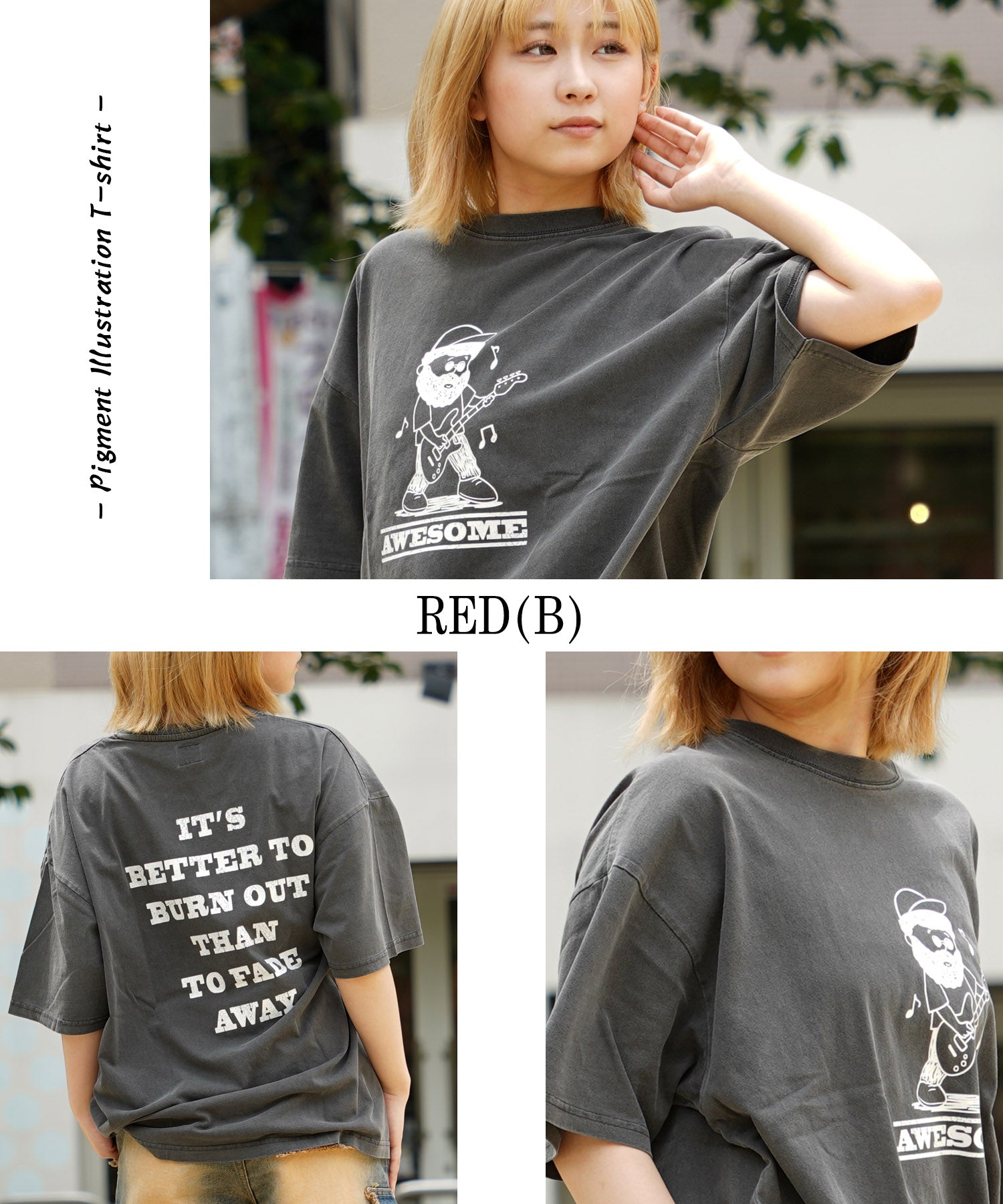 ワンフォークロージング 1111clothing オーバーサイズ tシャツ メンズ tシャツ レディース 半袖 綿100% ◆ピグメント イラストTシャツ◆ キャラ tシャツ プリントtシャツ バックプリント