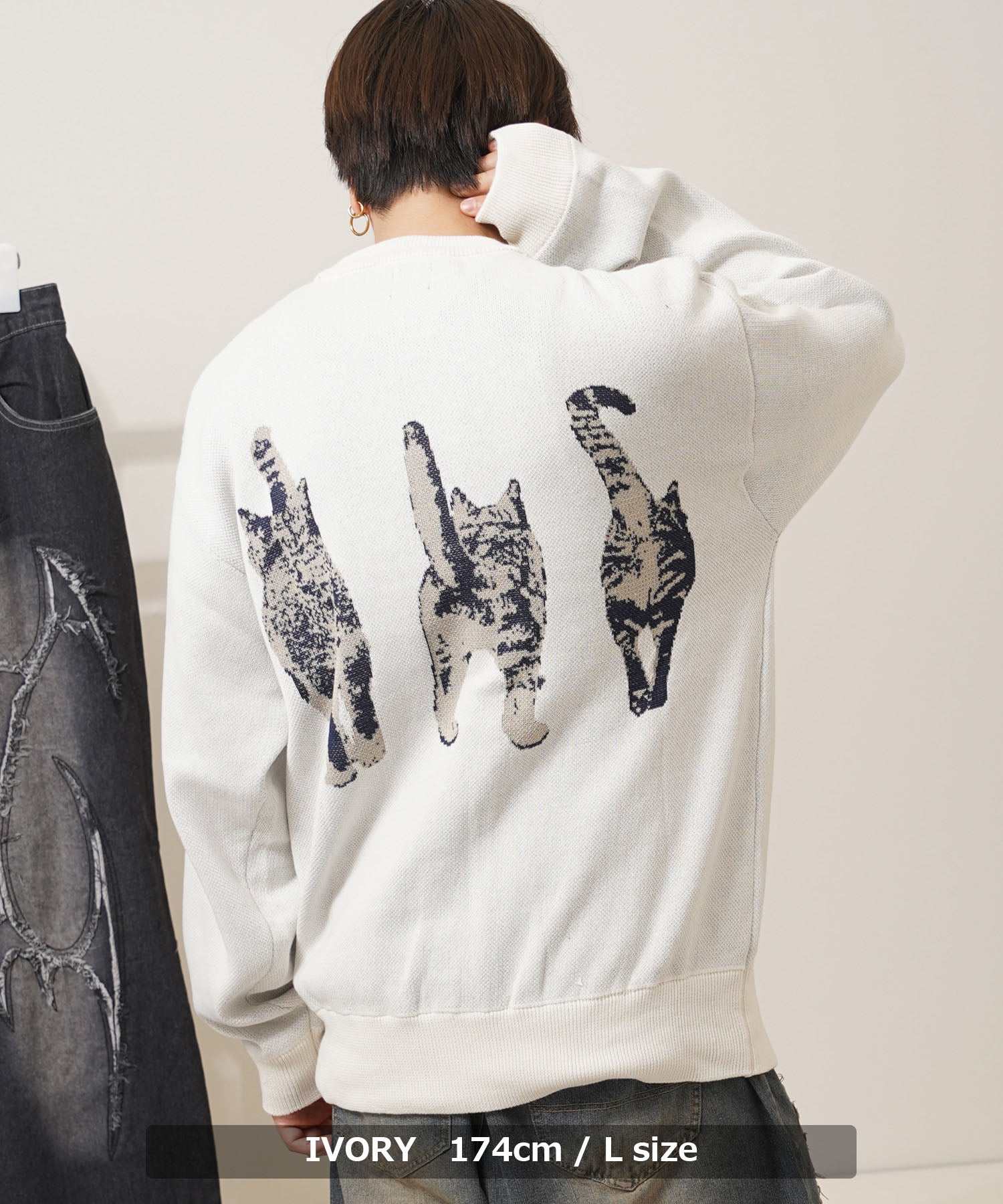 ワンフォークロージング 1111clothing アニマル Wジャガード クルーニット （IVORY） IVORY