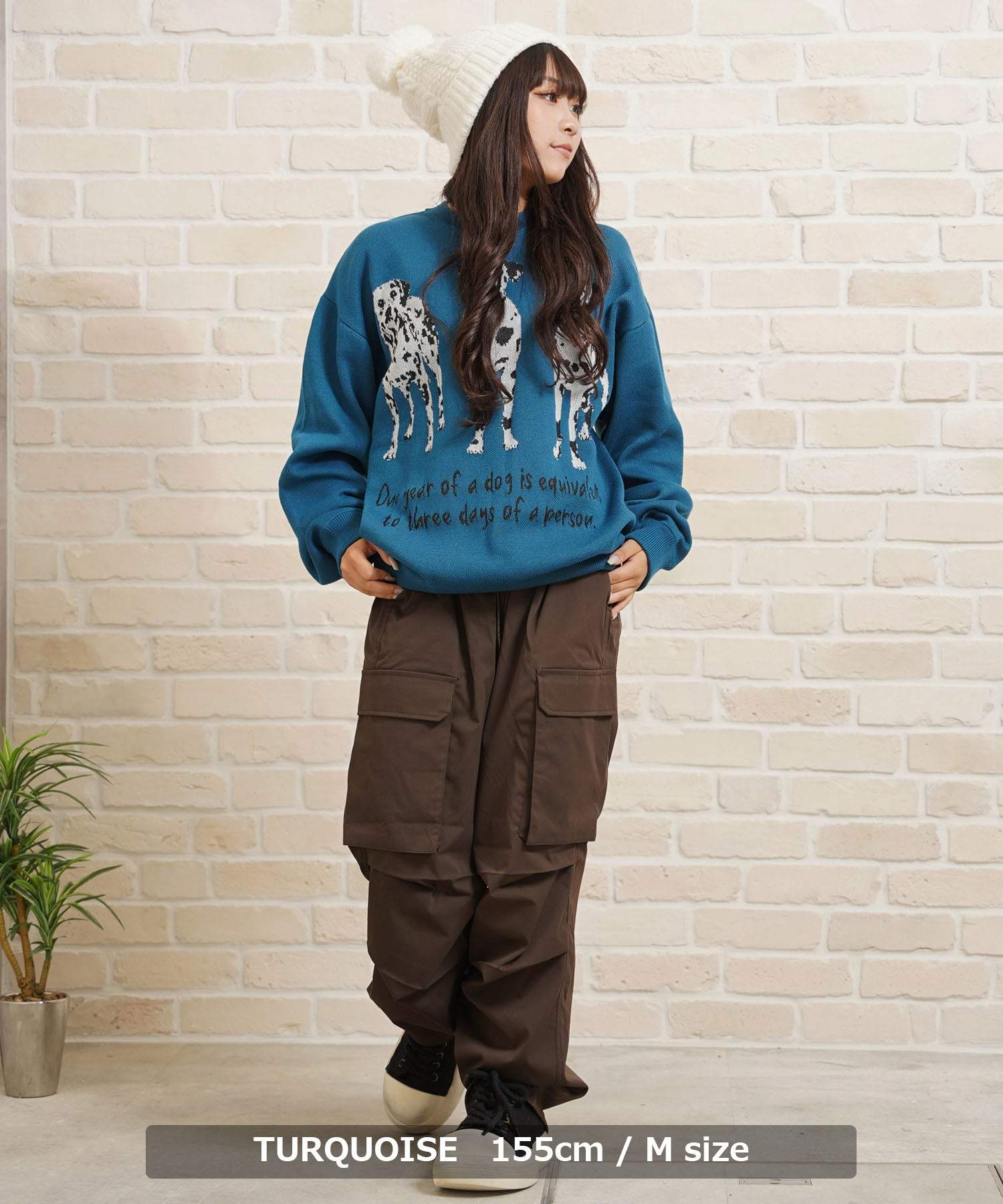 ワンフォークロージング 1111clothing アニマル Wジャガード クルーニット （IVORY） IVORY