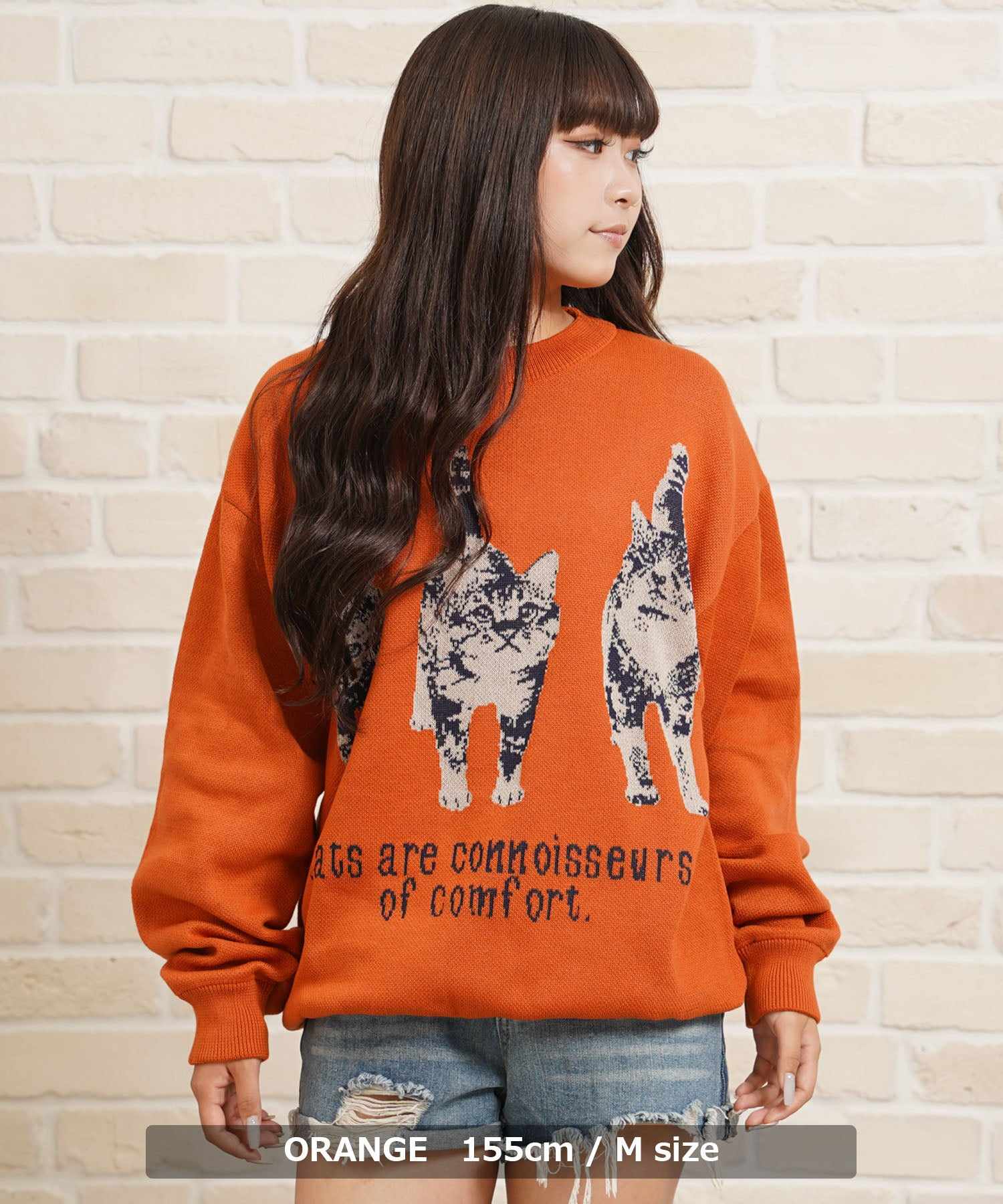 ワンフォークロージング 1111clothing アニマル Wジャガード クルーニット （ORANGE） ORANGE