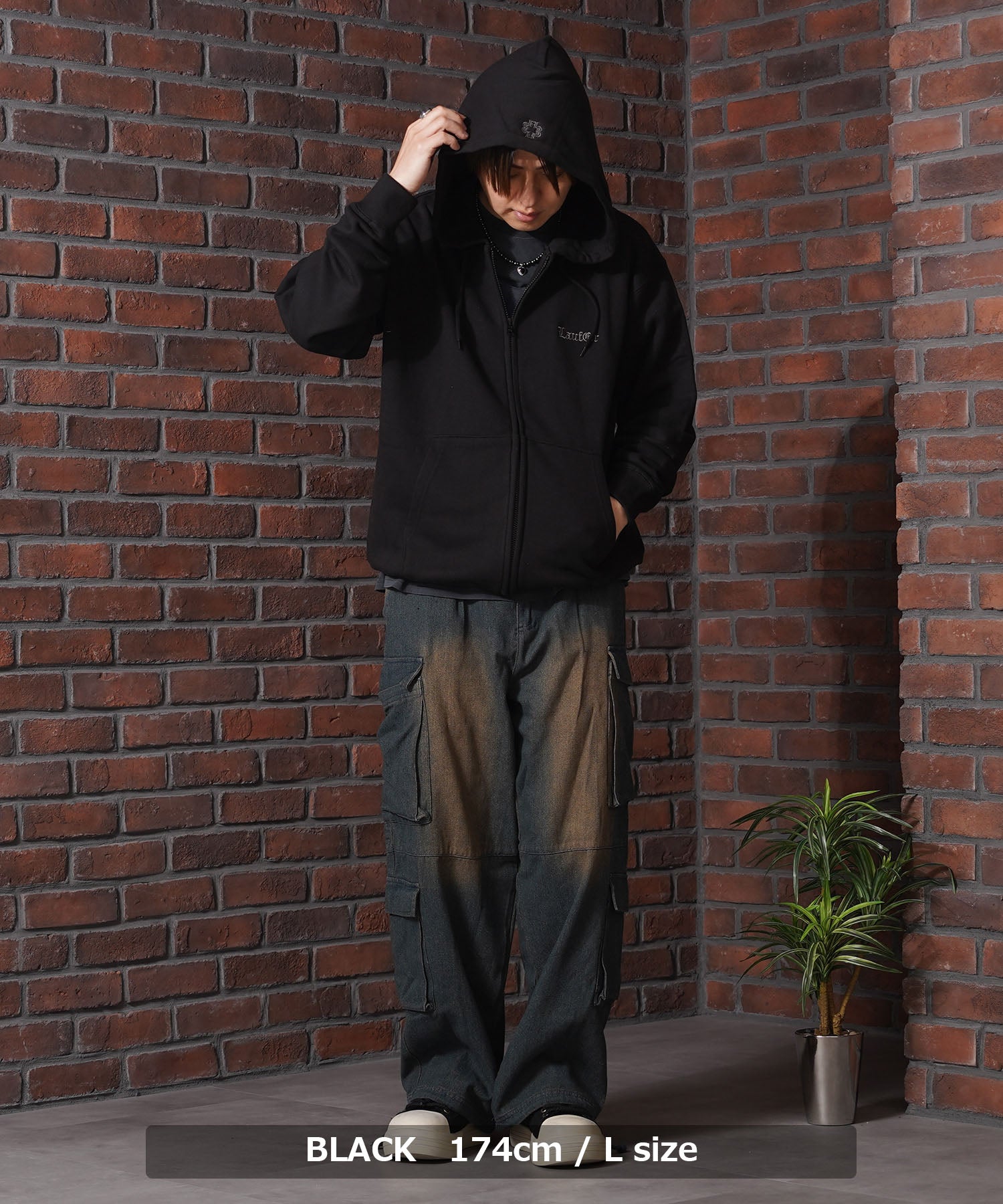 ワンフォークロージング 1111clothing アブストラクト フェイス ZIPパーカー （GRAY） GRAY