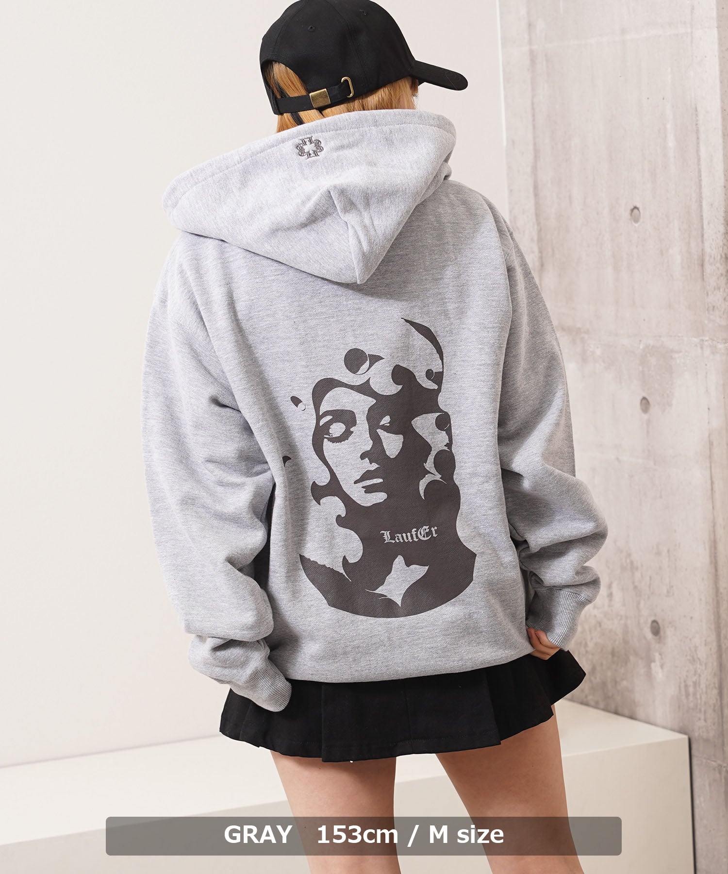 ワンフォークロージング 1111clothing アブストラクト フェイス ZIPパーカー （GRAY） GRAY