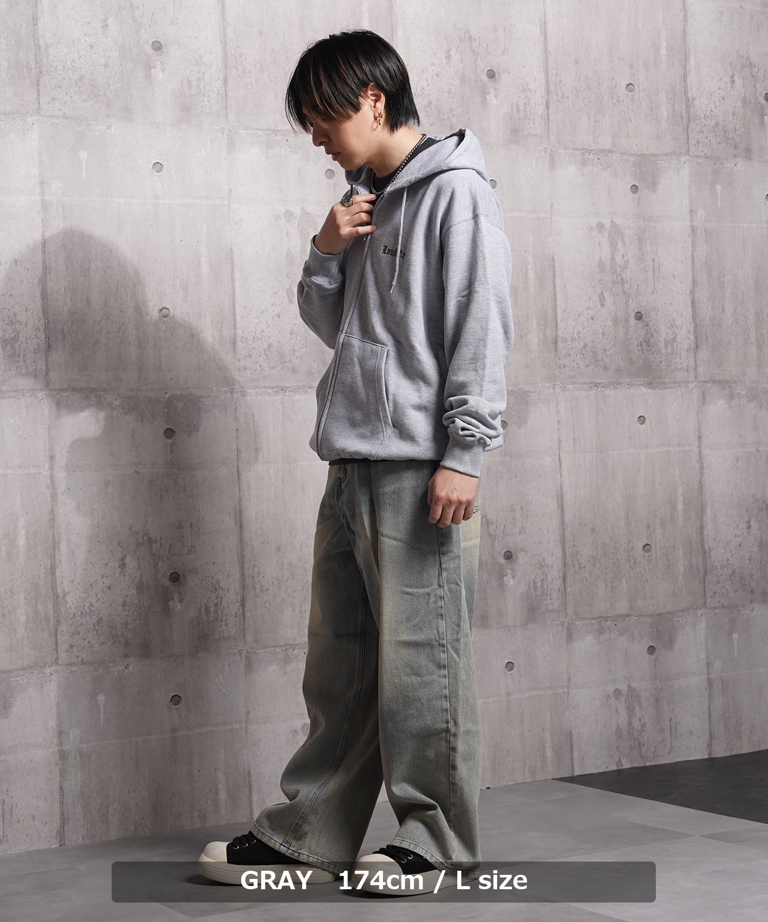 ワンフォークロージング 1111clothing アブストラクト フェイス ZIPパーカー （GRAY） GRAY