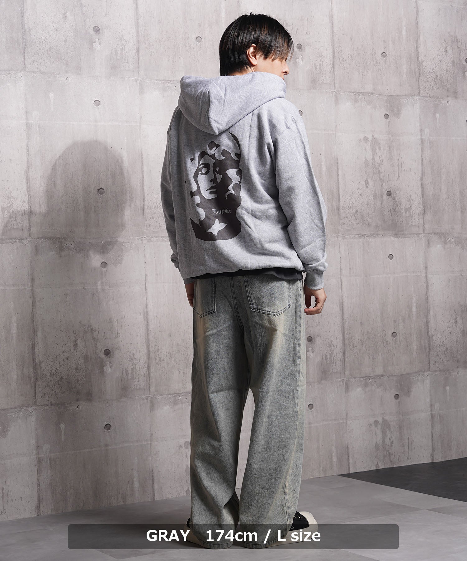 ワンフォークロージング 1111clothing アブストラクト フェイス ZIPパーカー （GRAY） GRAY