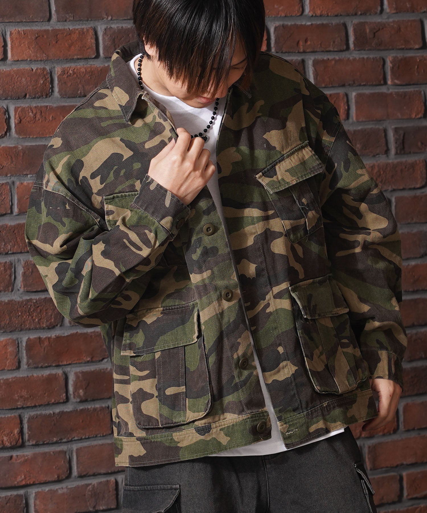 ワンフォークロージング 1111clothing カモフラ柄 ファティーグジャケット （WOODLAND） WOODLAND
