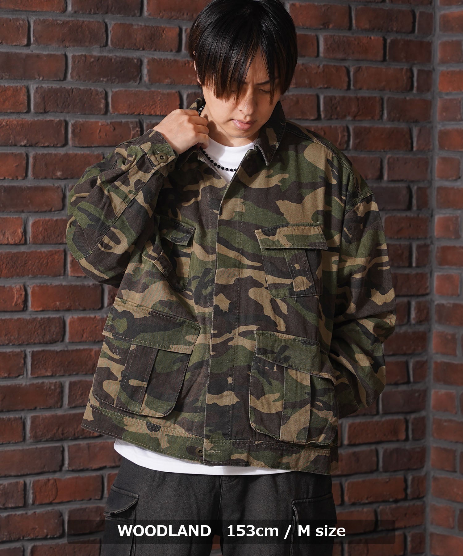 ワンフォークロージング 1111clothing カモフラ柄 ファティーグジャケット （WOODLAND） WOODLAND