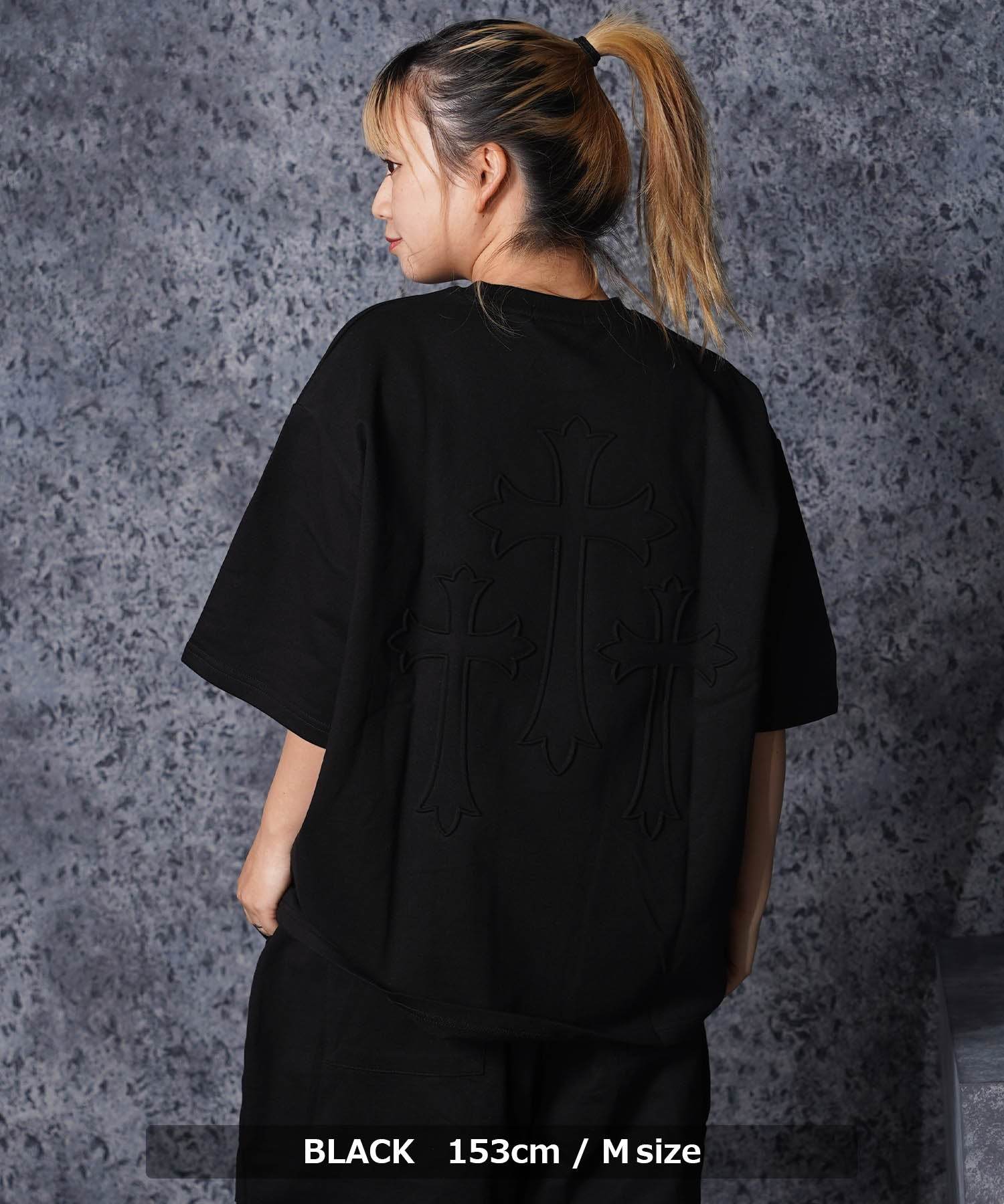 ワンフォークロージング 1111clothing クロスエンボス スウェットTシャツ （CHARCOAL） CHARCOAL