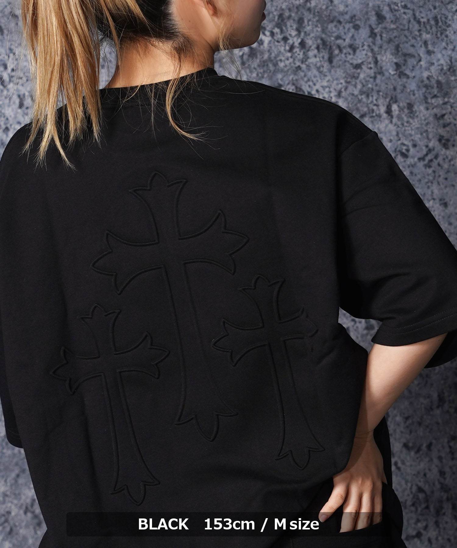 ワンフォークロージング 1111clothing クロスエンボス スウェットTシャツ （CHARCOAL） CHARCOAL