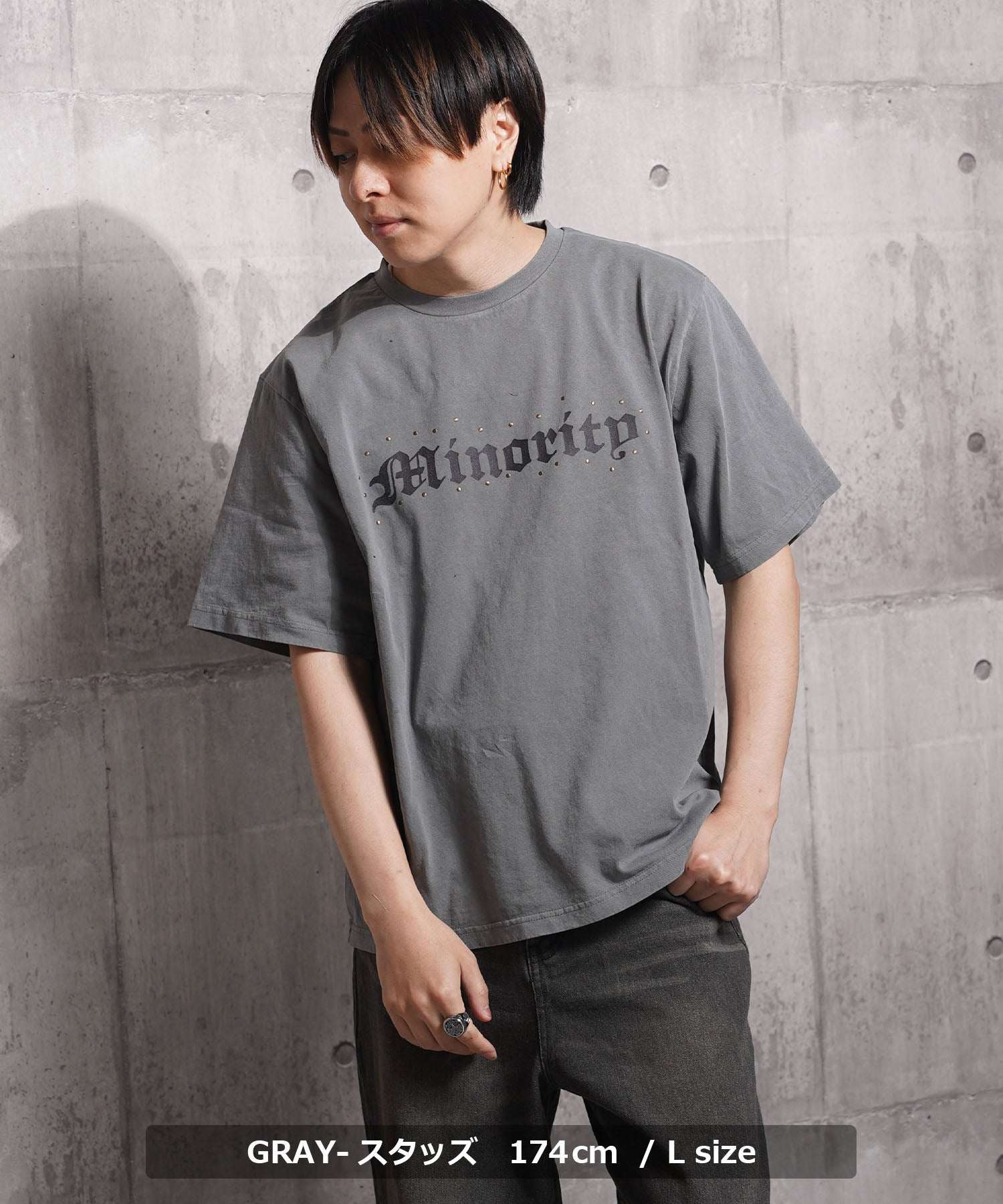 ワンフォークロージング 1111clothing アソートデザイン ピグメントTシャツ （BLACK-スタッズ） BLACK-スタッズ