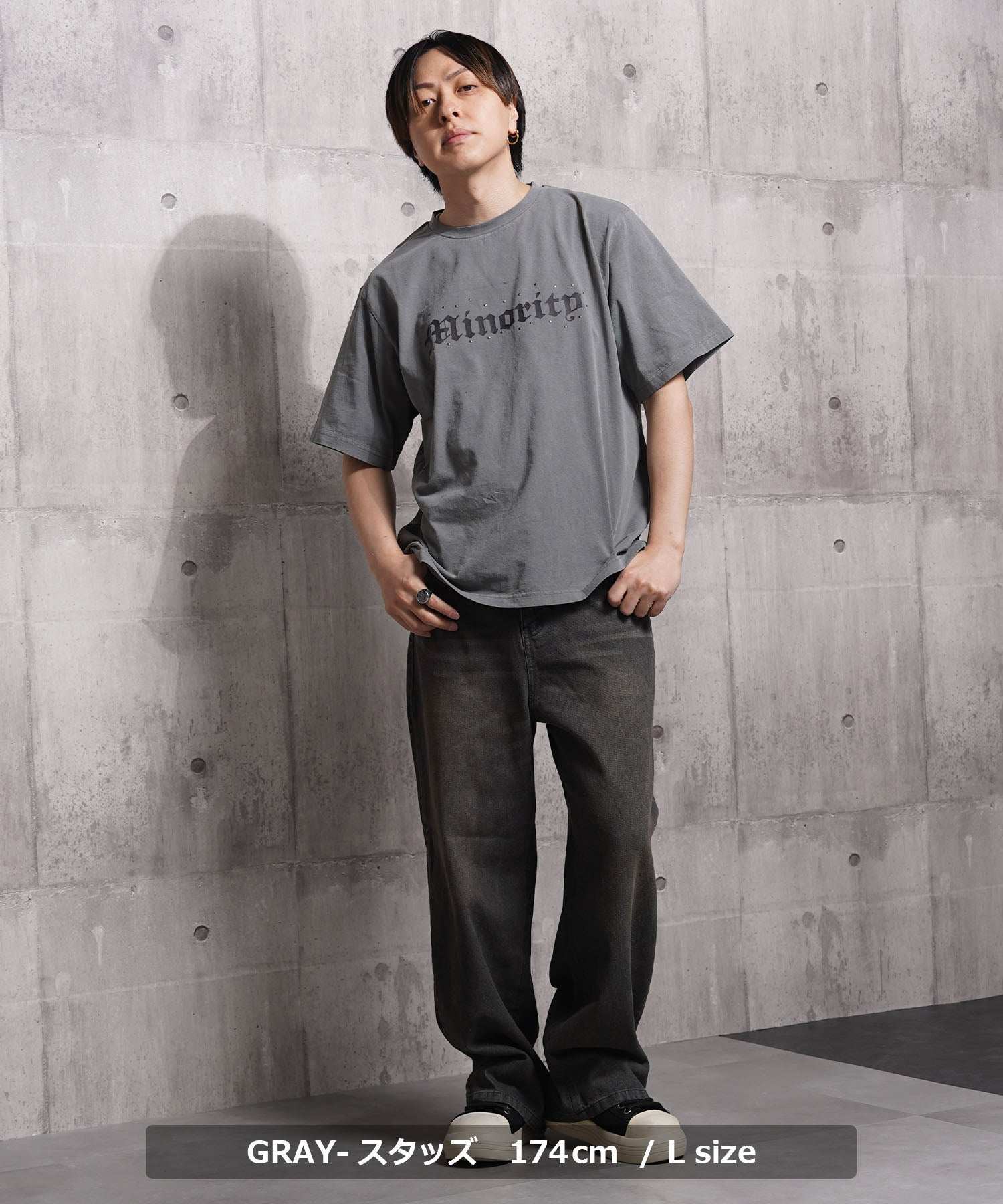 ワンフォークロージング 1111clothing アソートデザイン ピグメントTシャツ （BLACK-スタッズ） BLACK-スタッズ